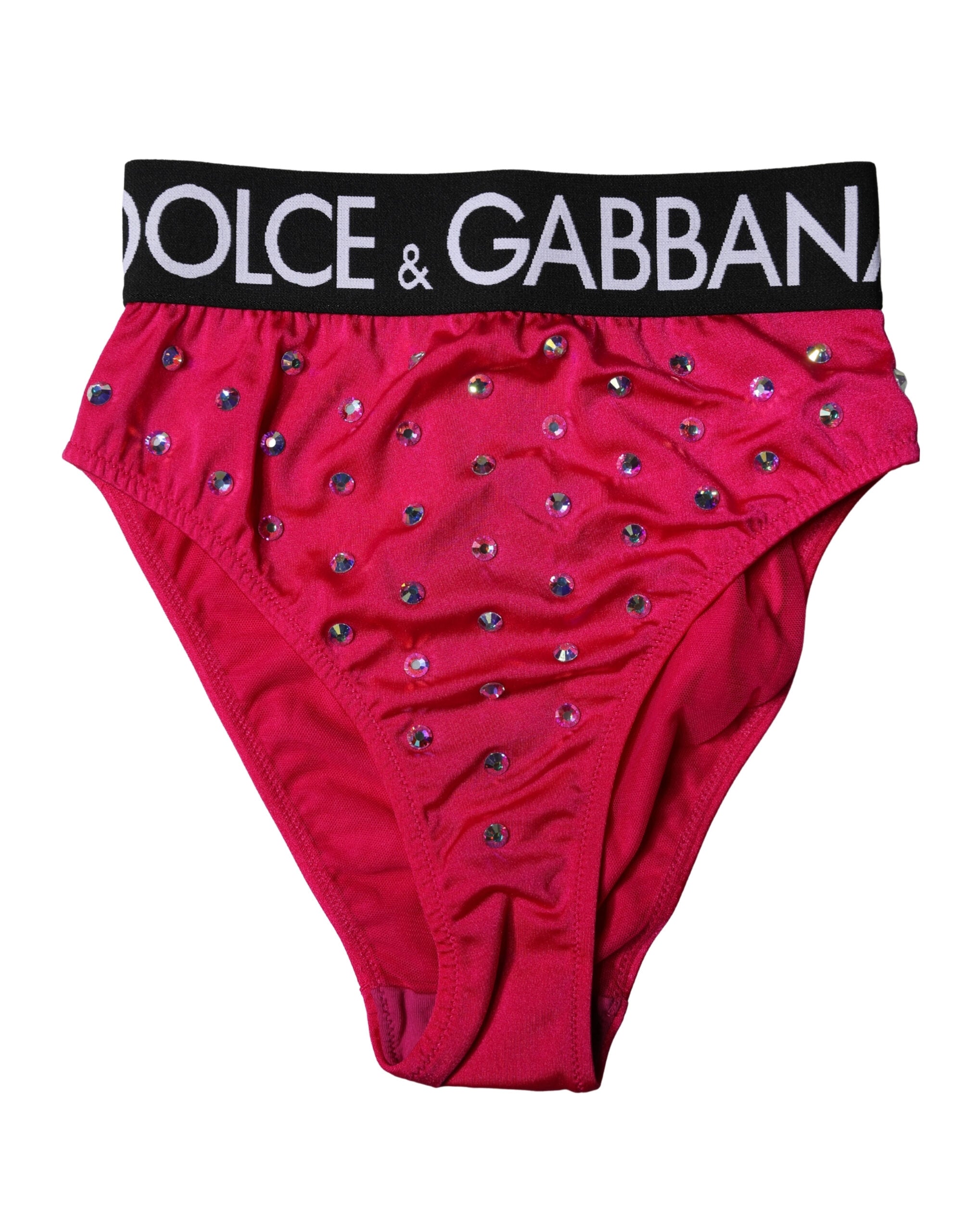 Dolce & Gabbana Pink Embellished High-Waist Brief Logo Underwear-2