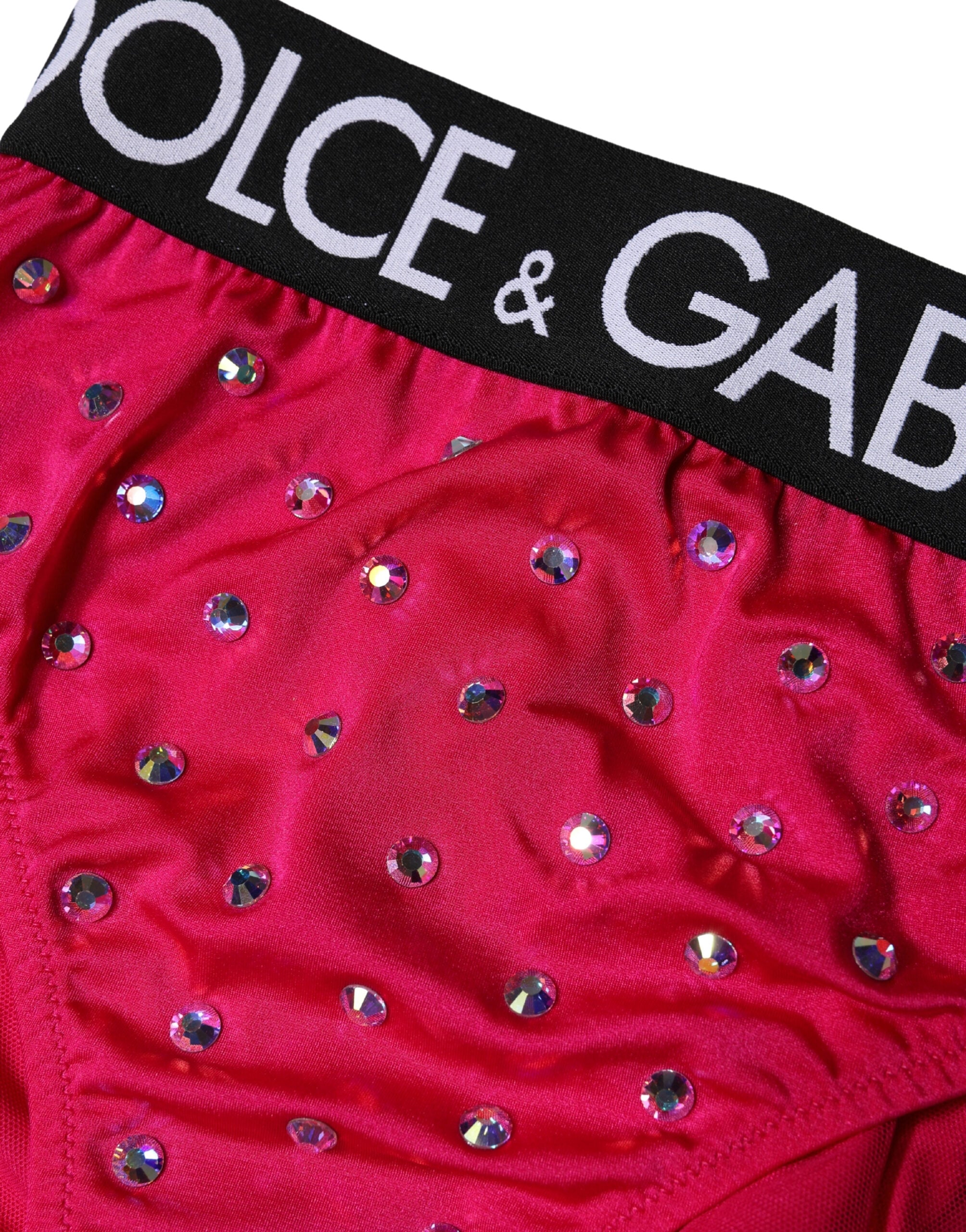 Dolce & Gabbana Pink Embellished High-Waist Brief Logo Underwear-3