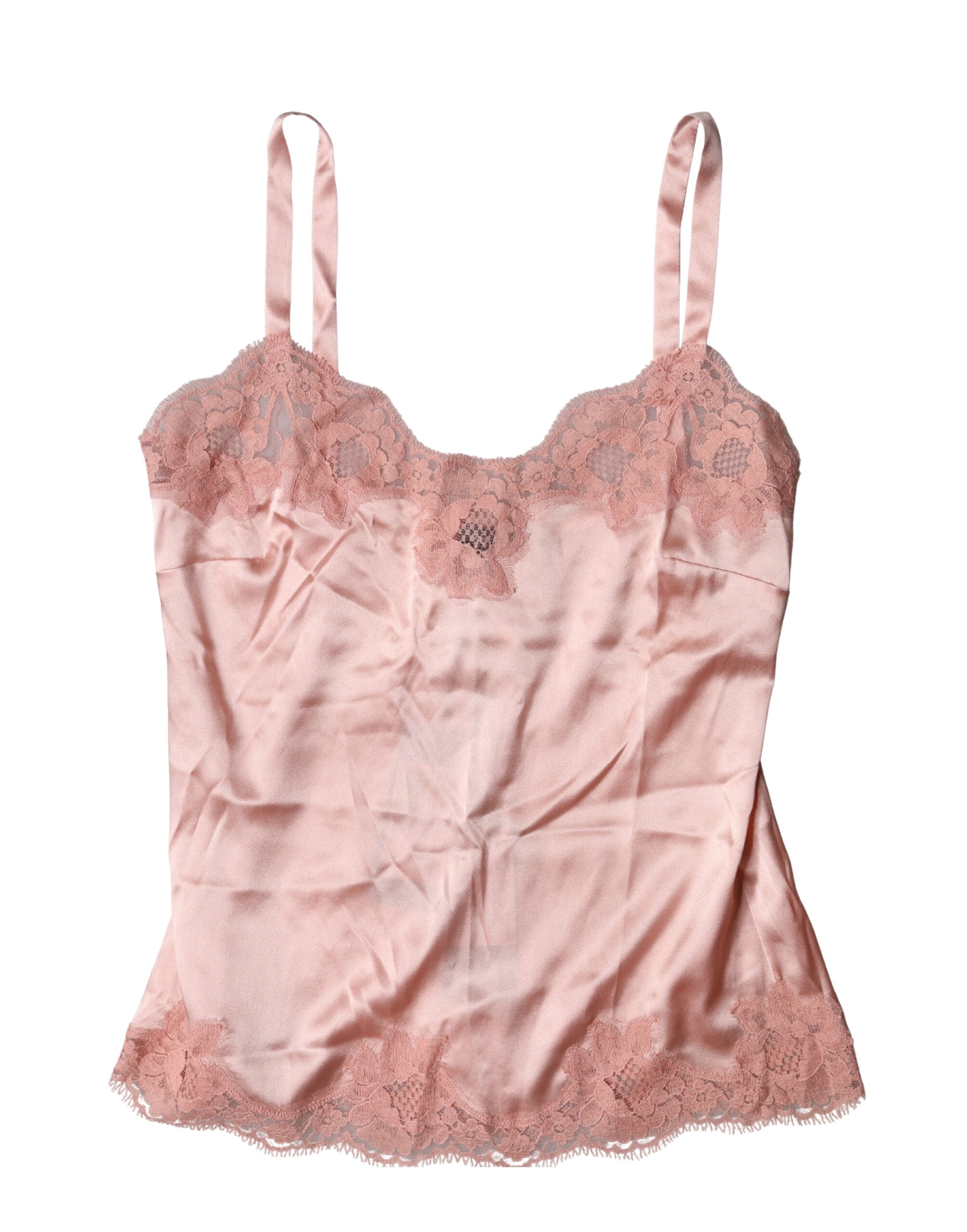 Dolce & Gabbana Zartrosa Spitzen-Dessous-Top mit Blumenmuster-1