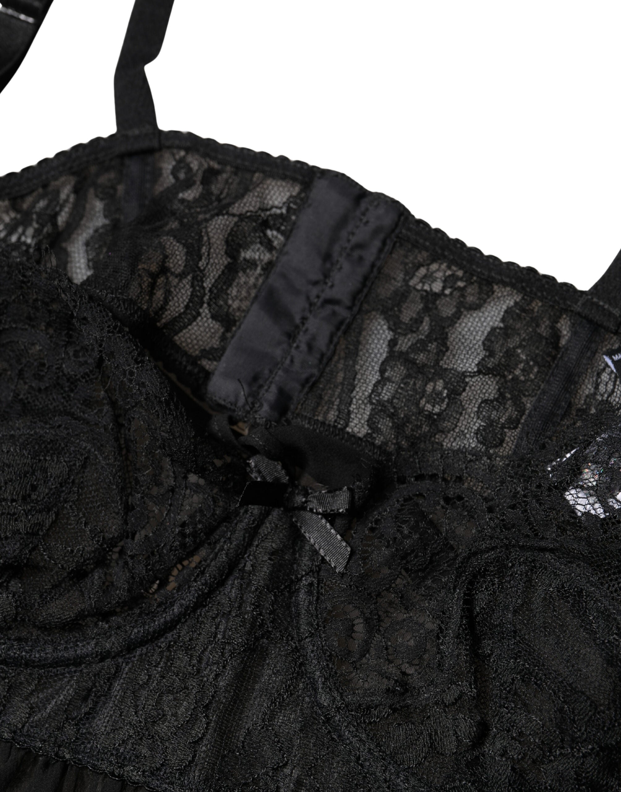 Dolce & Gabbana Black Silk Floral Lace Lingerie Top-3