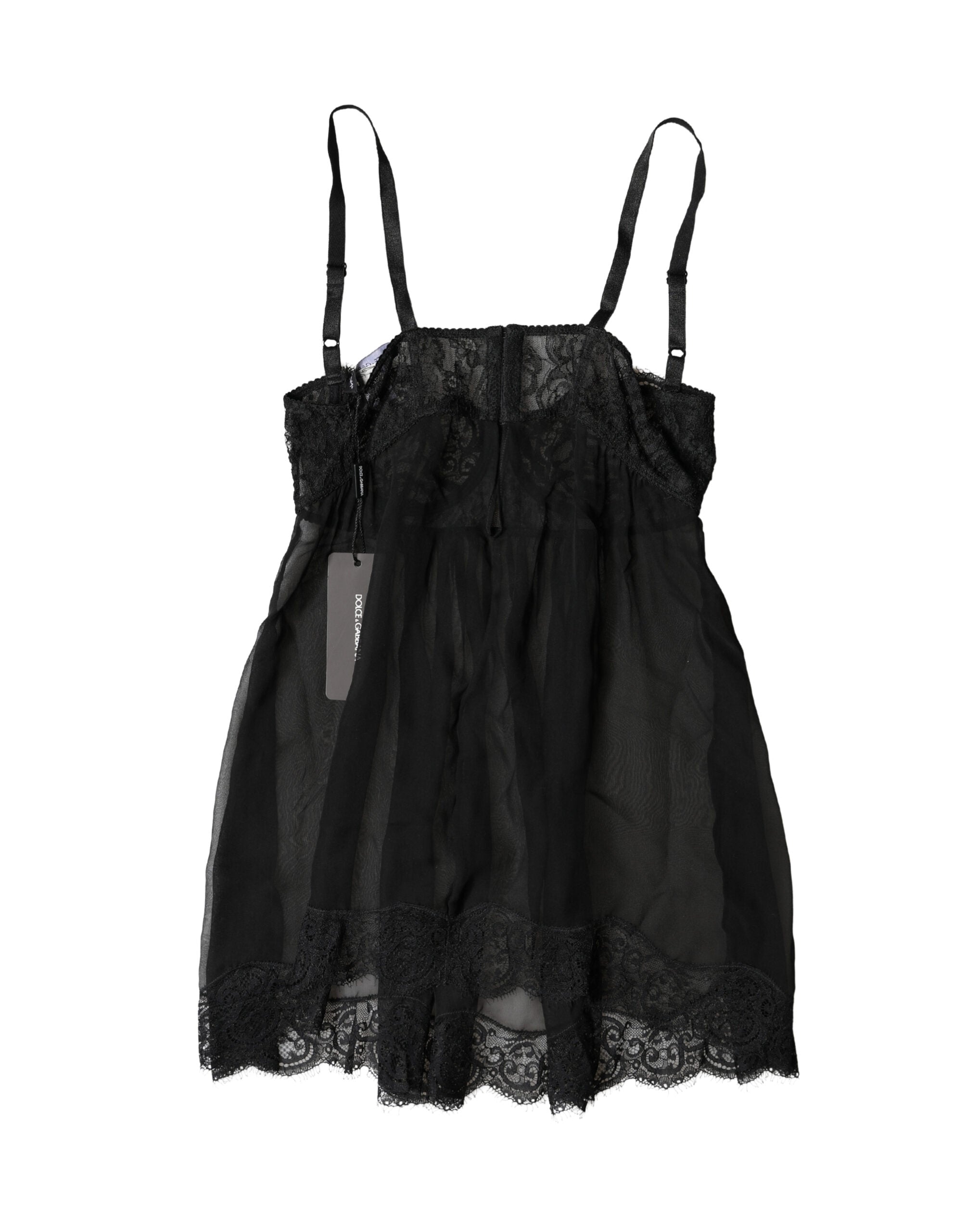 Dolce & Gabbana Black Silk Floral Lace Lingerie Top-4