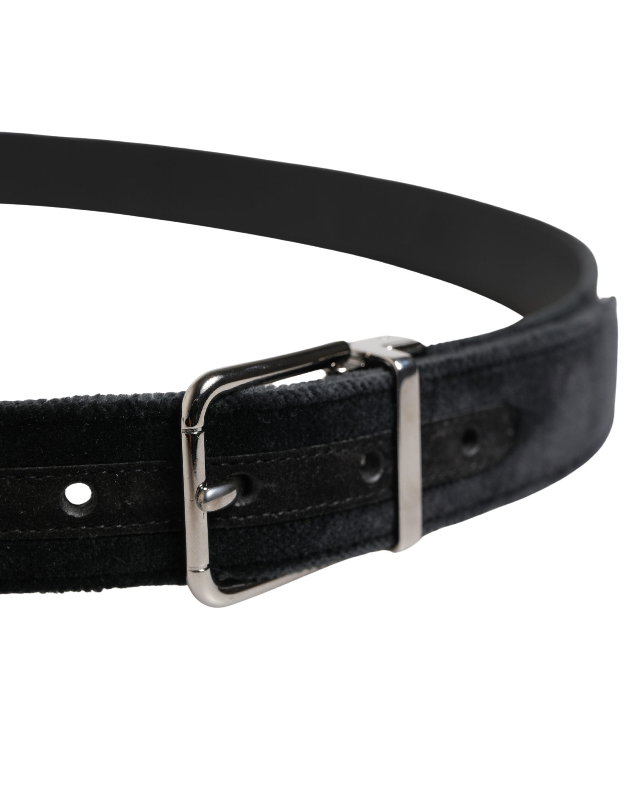 Dolce & Gabbana Men's Black Suede Belt with Silver-Tone Metal Buckle-4