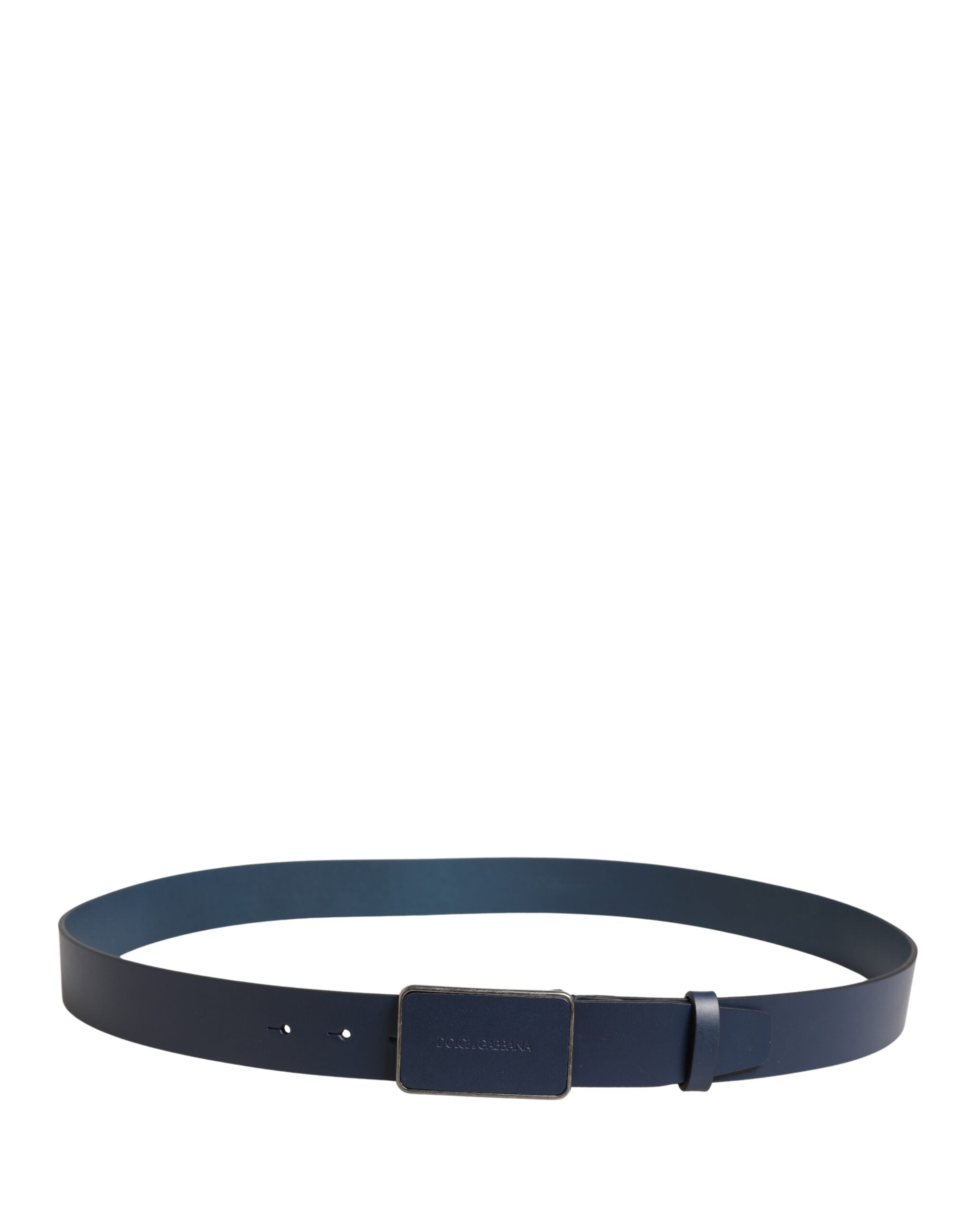 Dolce & Gabbana Men's Blue Leather Logo Belt with Metal Buckle-3