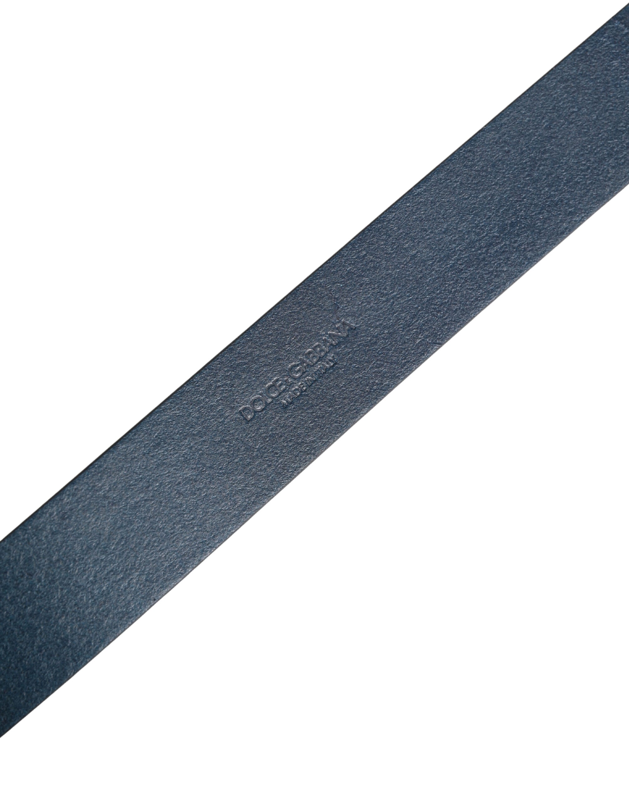 Dolce & Gabbana Men's Blue Leather Logo Belt with Metal Buckle-6