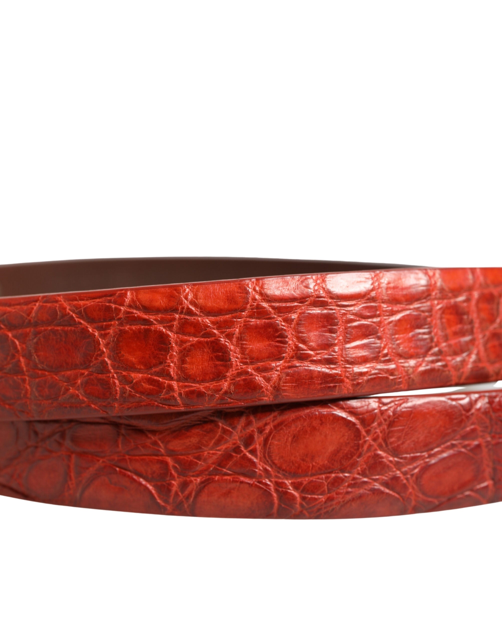 Dolce & Gabbana Men's Red Leather Belt with Gold-Tone Metal Buckle-4