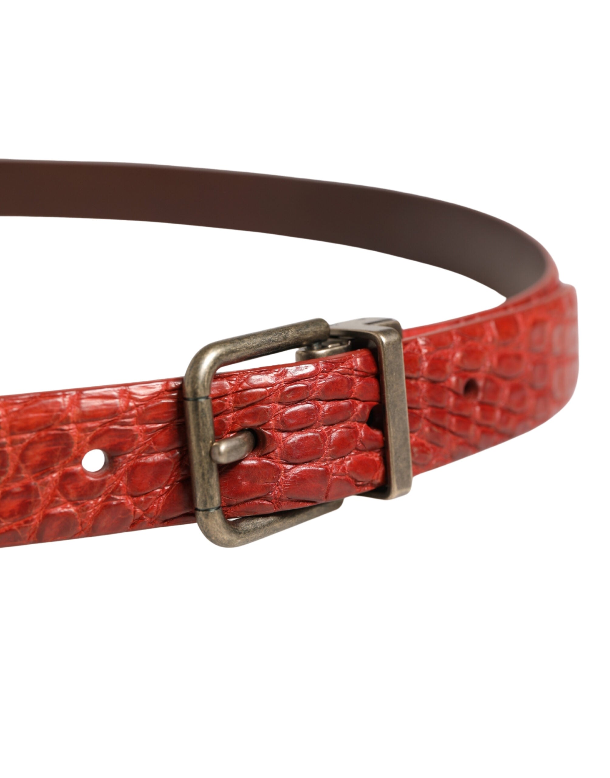 Dolce & Gabbana Men's Red Leather Belt with Gold-Tone Metal Buckle-5