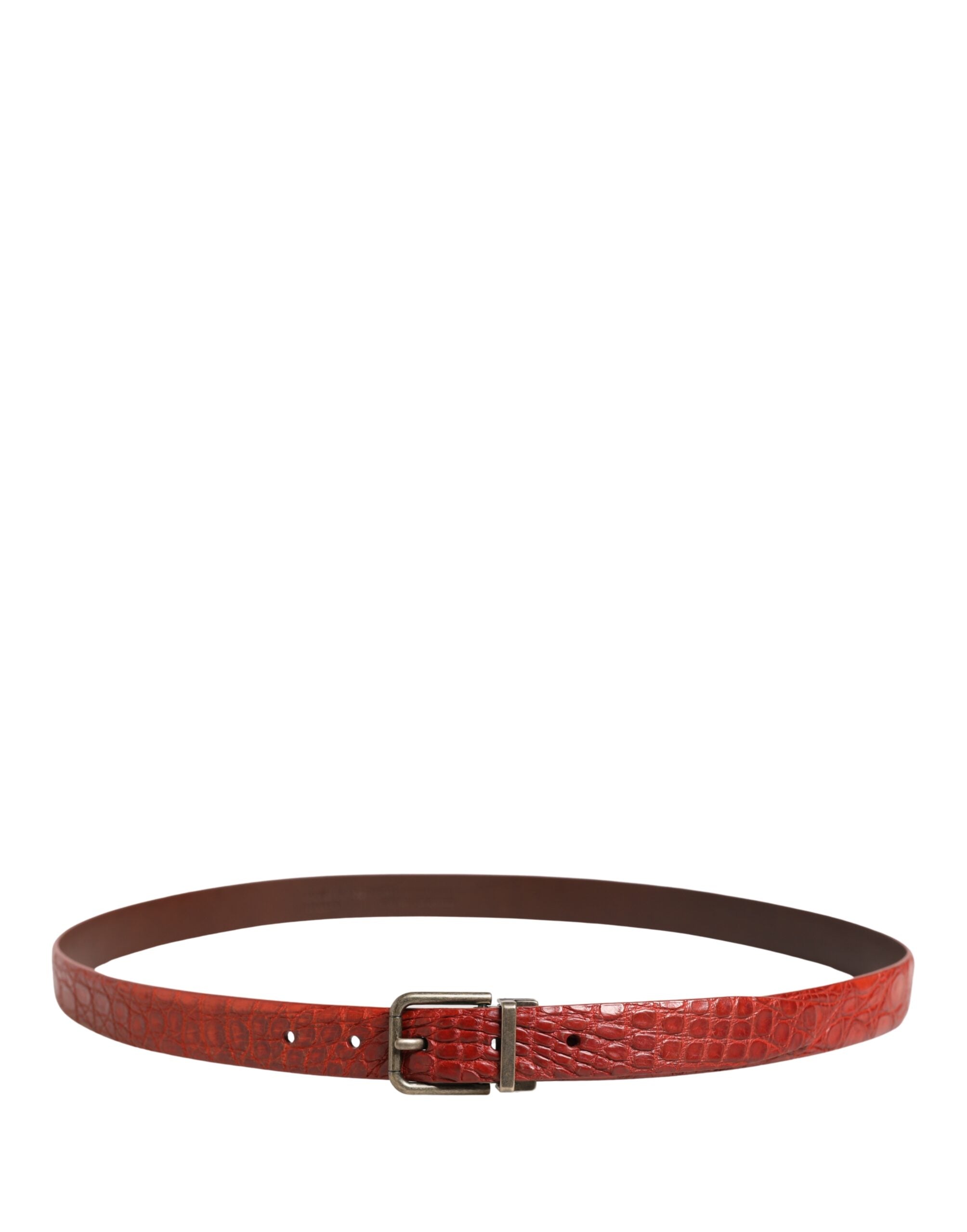 Dolce & Gabbana Men's Red Leather Belt with Gold-Tone Metal Buckle-6