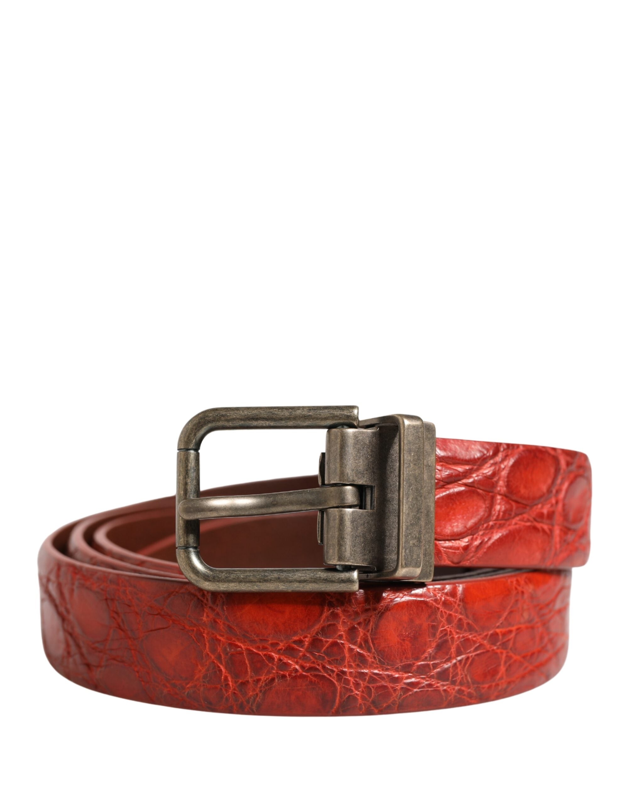 Dolce & Gabbana Men's Red Leather Belt with Gold-Tone Metal Buckle-1