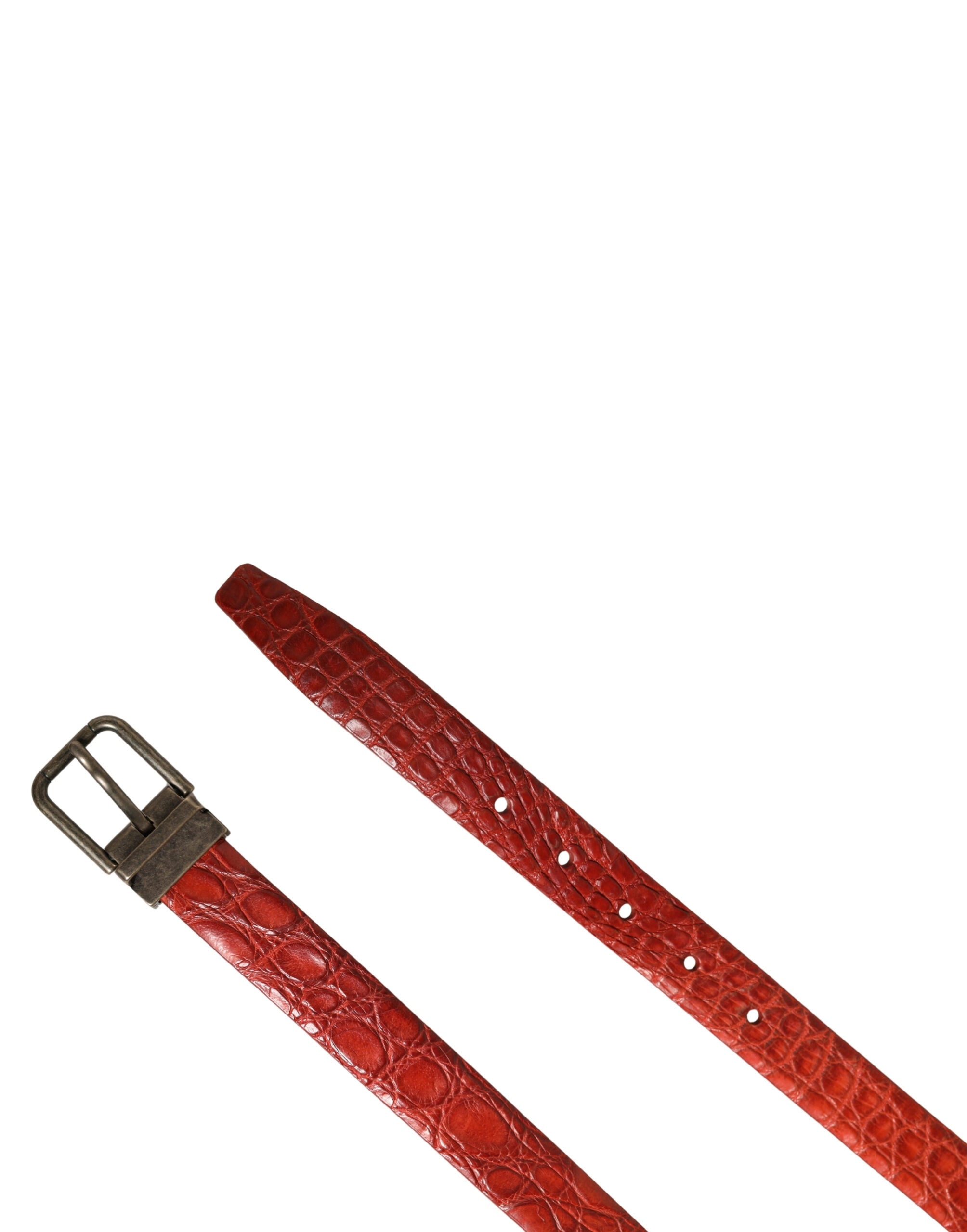 Dolce & Gabbana Men's Red Leather Belt with Gold-Tone Metal Buckle-7