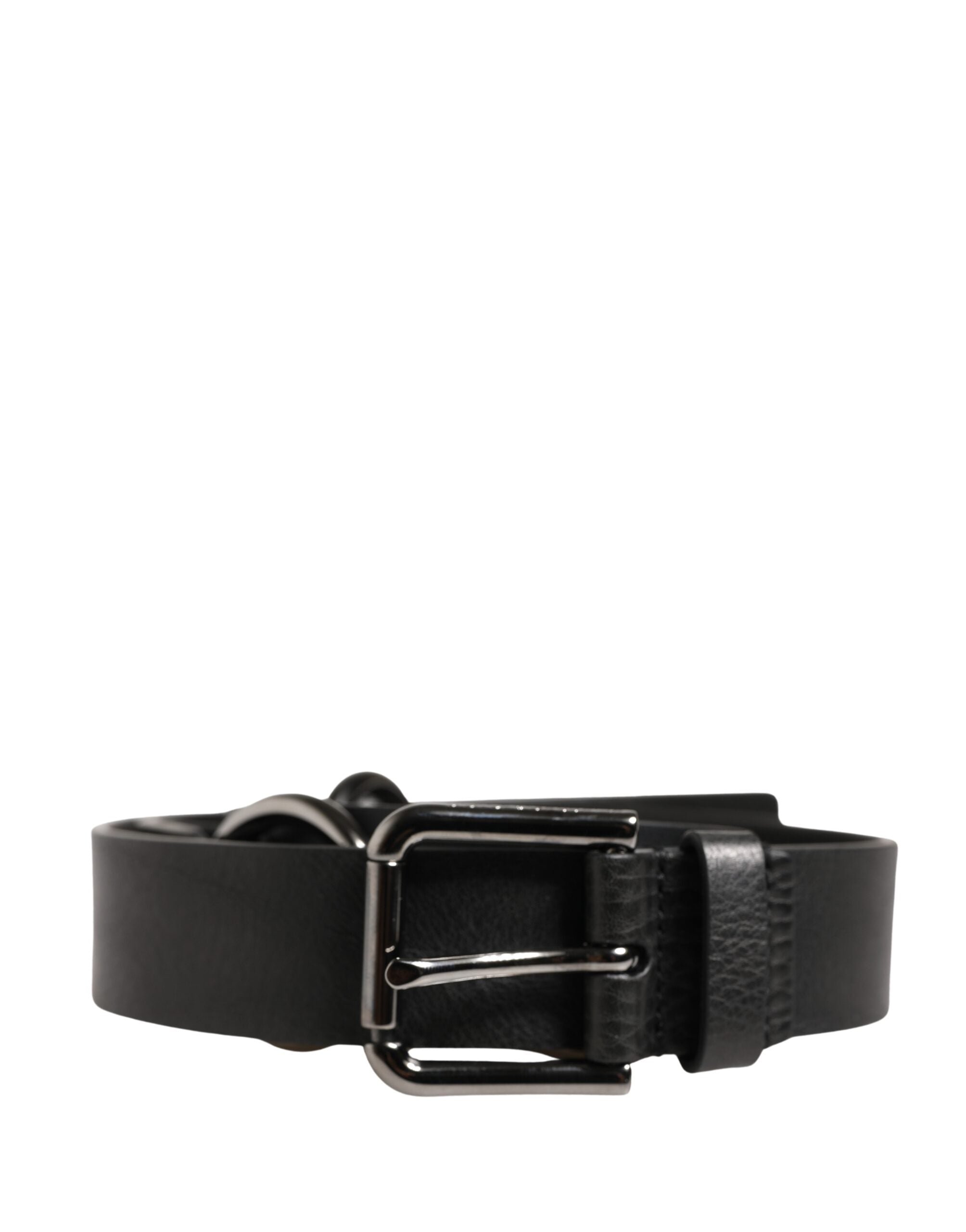 Dolce & Gabbana Schwarzer Ledergürtel mit silberner Kette für Herren-4