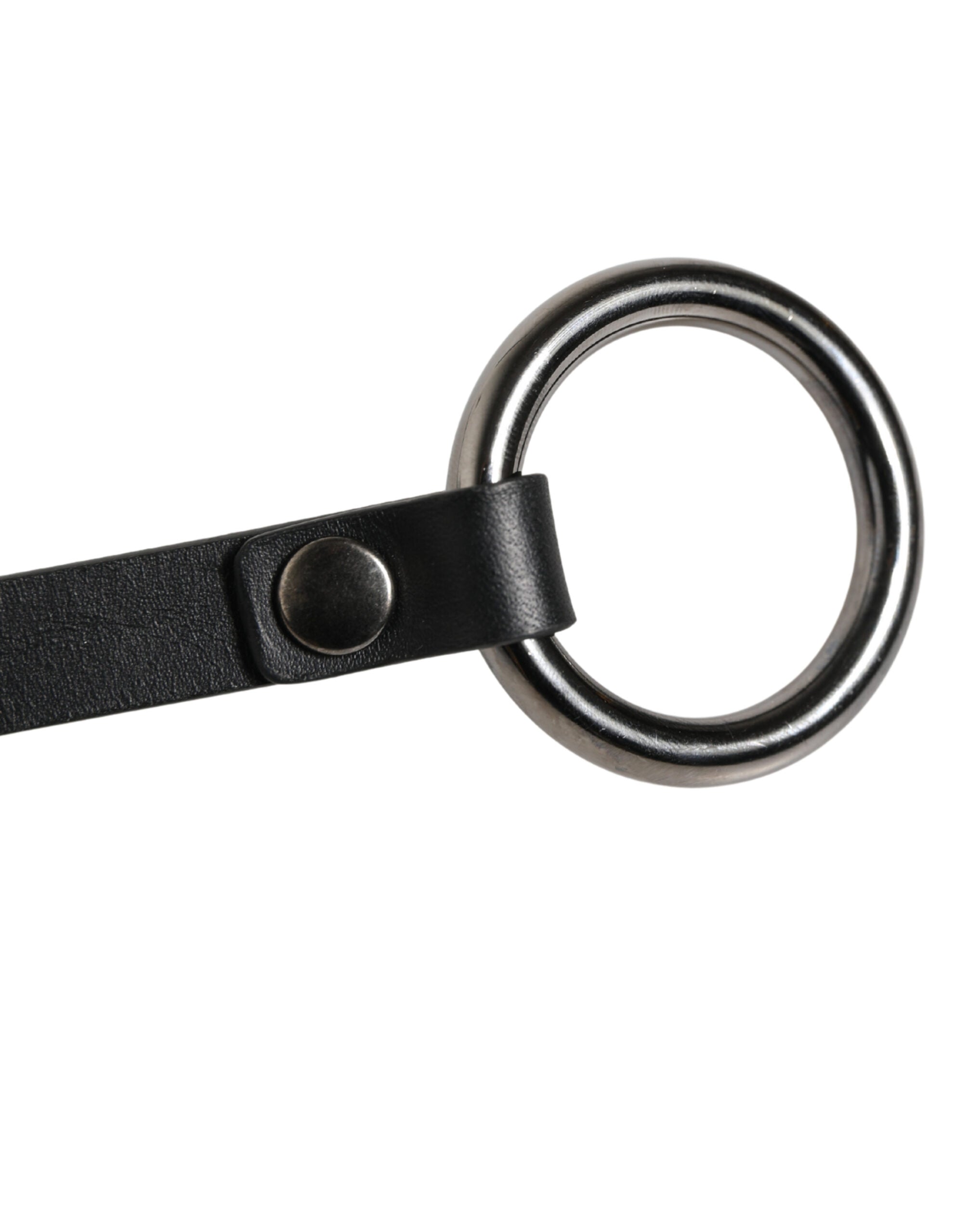 Dolce & Gabbana Schwarzer Ledergürtel mit silberner Kette für Herren-7