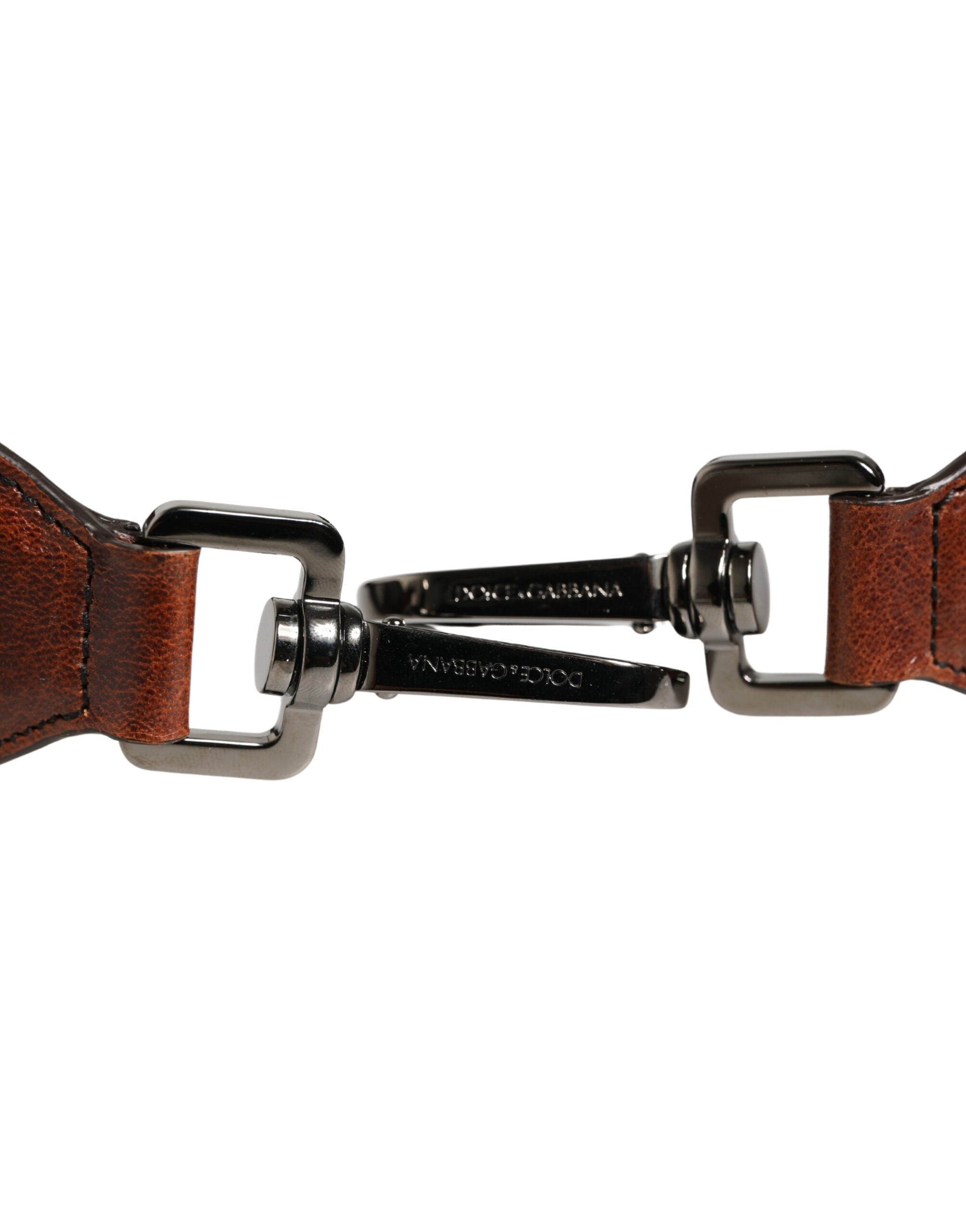 Dolce & Gabbana Brauner Pferdeleder-Samt-Taschen-Schultergurt-4