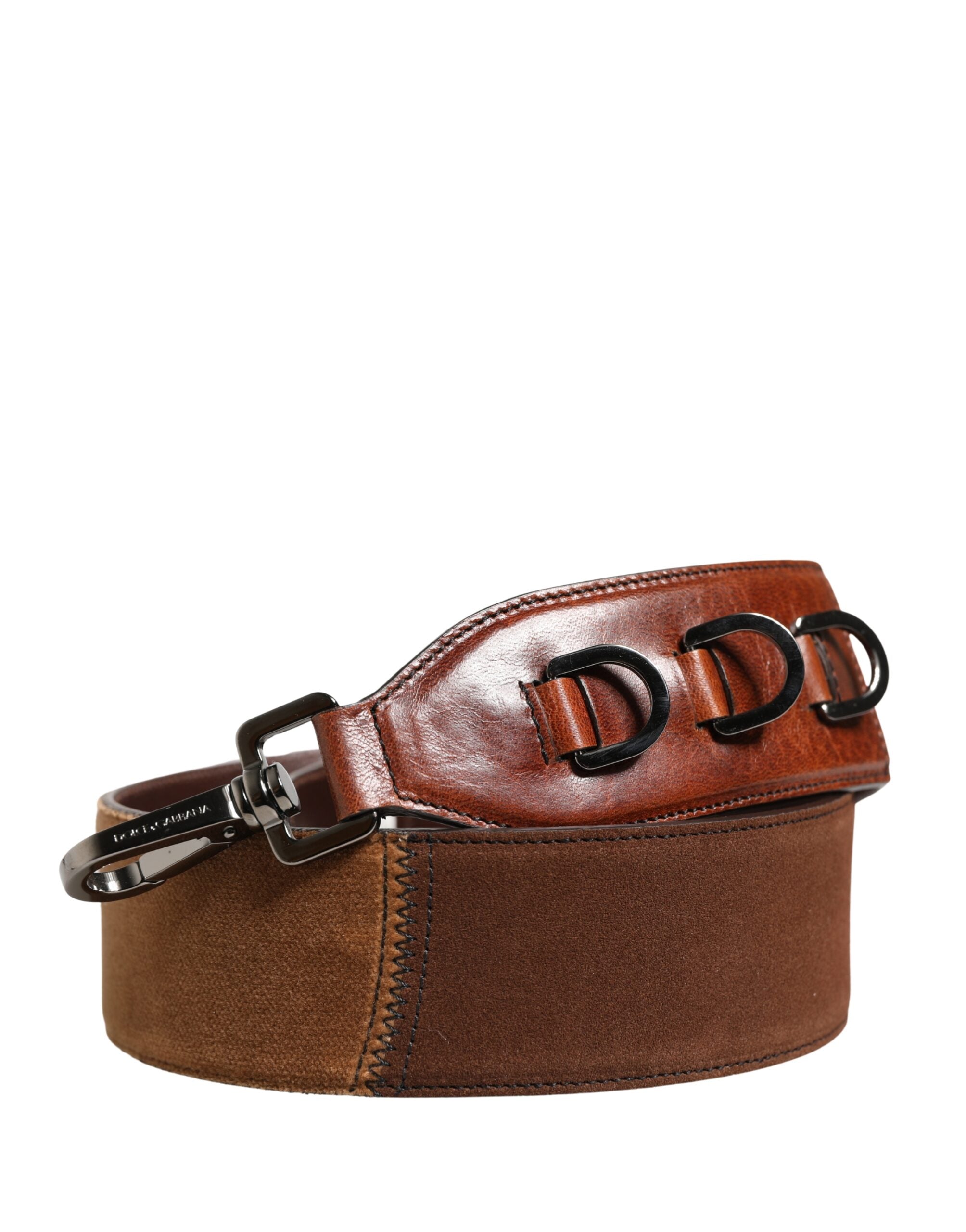 Dolce & Gabbana Brauner Pferdeleder-Samt-Taschen-Schultergurt-2