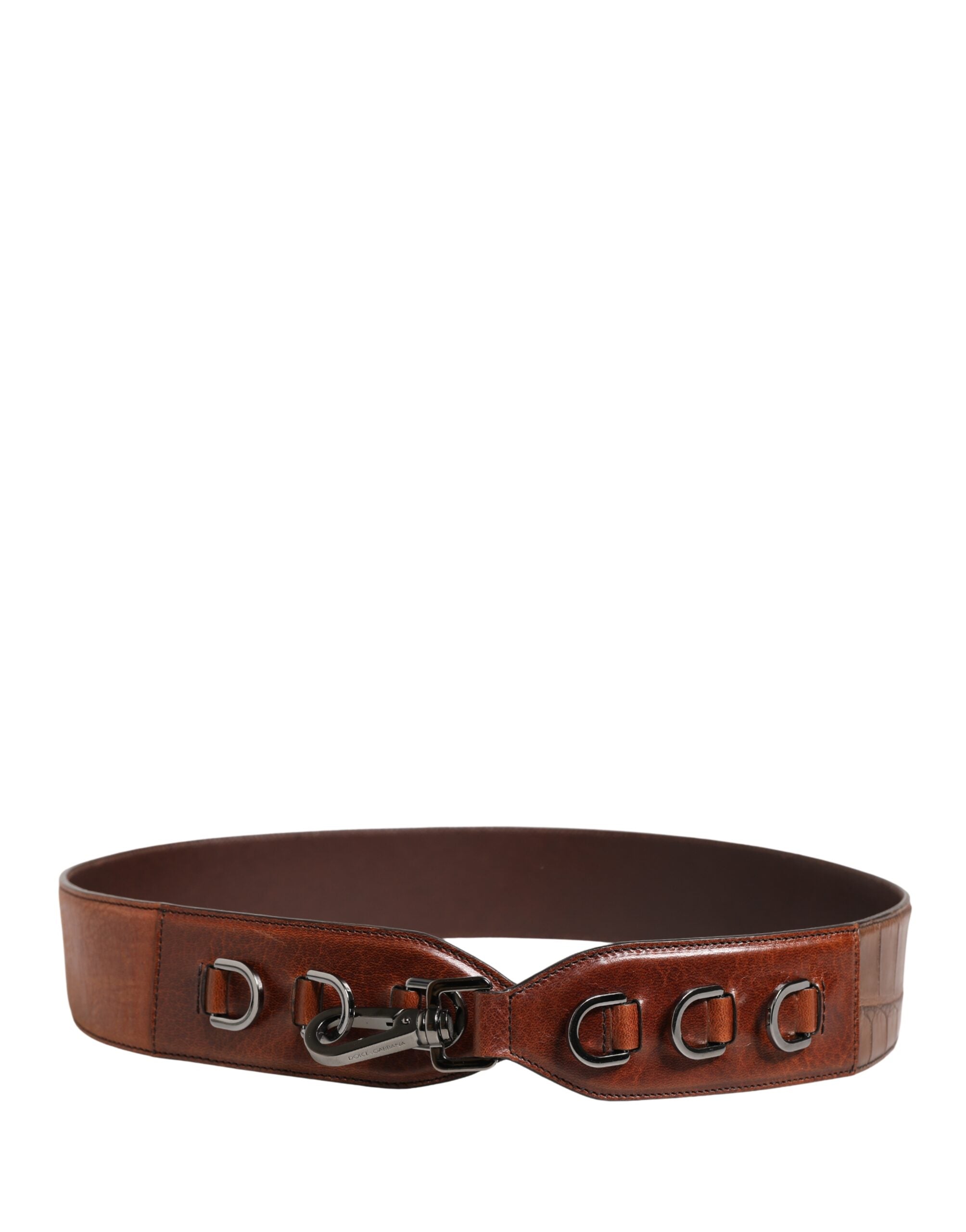 Dolce & Gabbana Brauner Pferdeleder-Samt-Taschen-Schultergurt-6