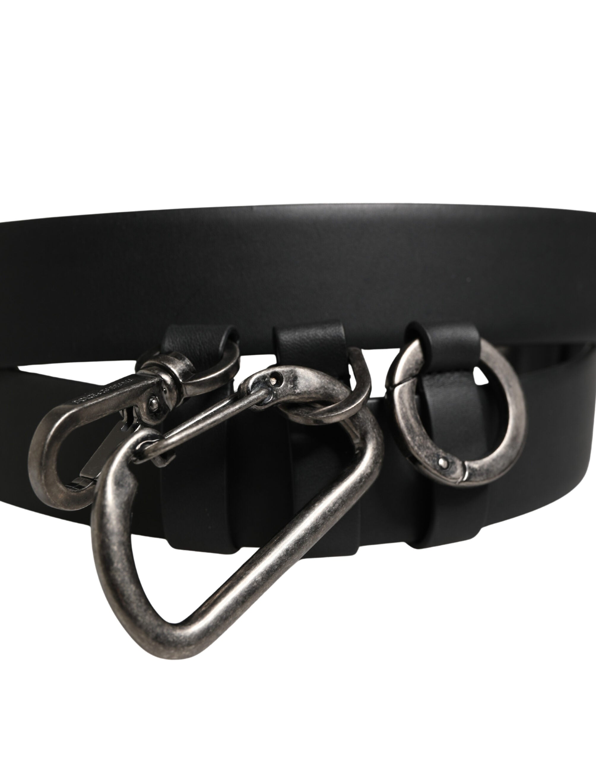 Dolce & Gabbana Black Calfskin Belt with Silver Metal Buckle-5
