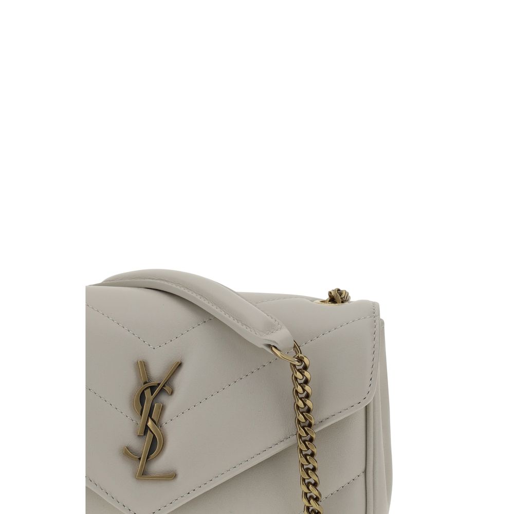 Saint Laurent Weiße Lammleder Schultertasche Ovis Aries Aries-4