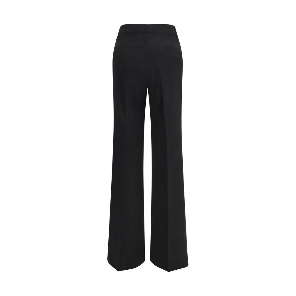 Max Mara Black Flared Fleece-Wool Trousers-2