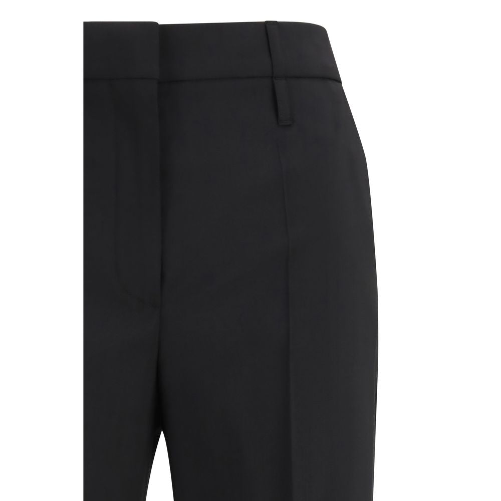 Max Mara Black Flared Fleece-Wool Trousers-3