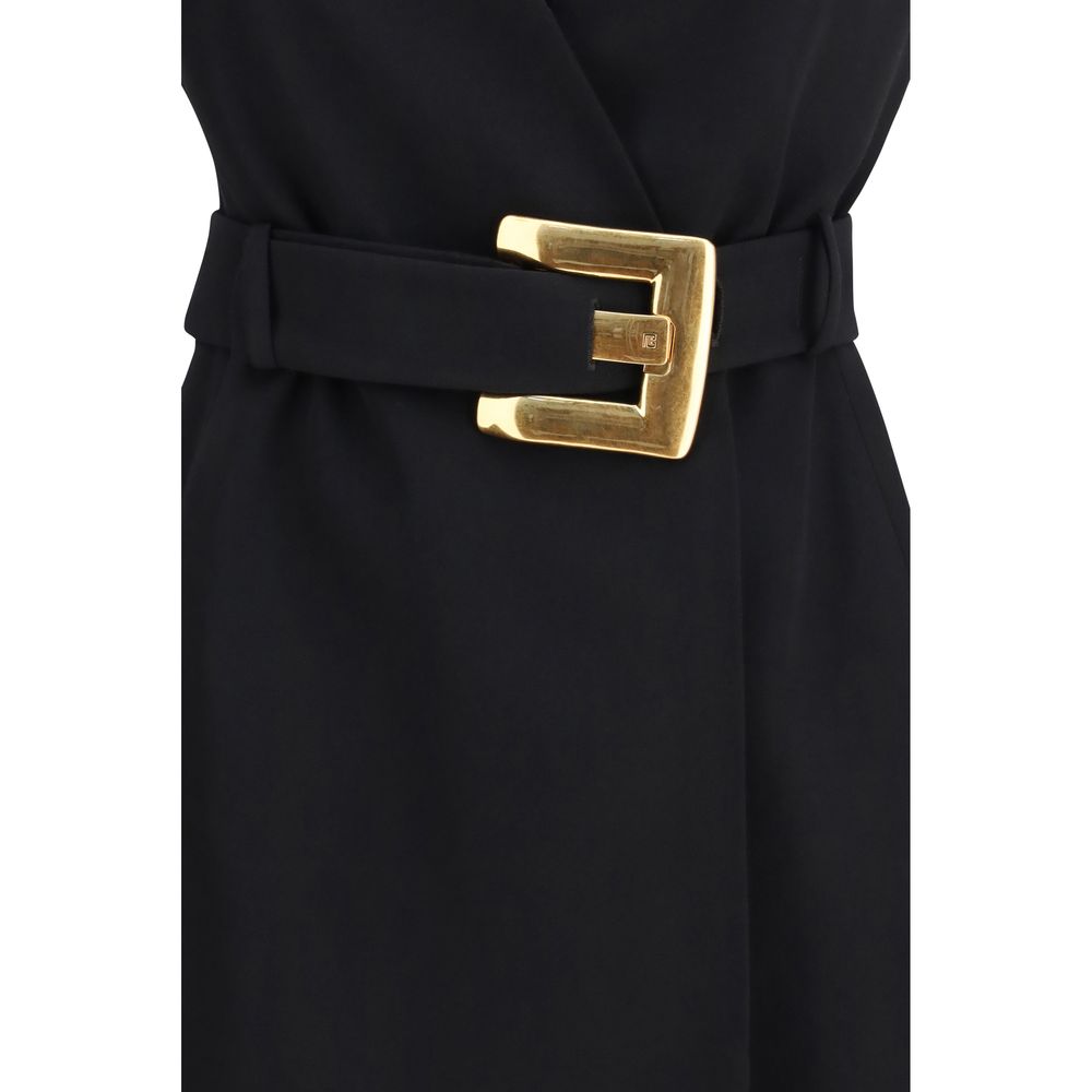 Balmain Black Fleece-Wool Cocktail Dress-3