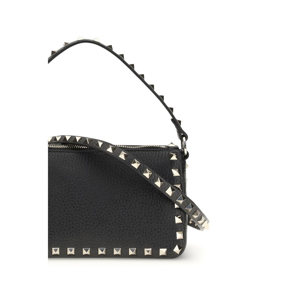 Valentino Garavani Schwarze Kalbsleder Bos Taurus Schultertasche-4