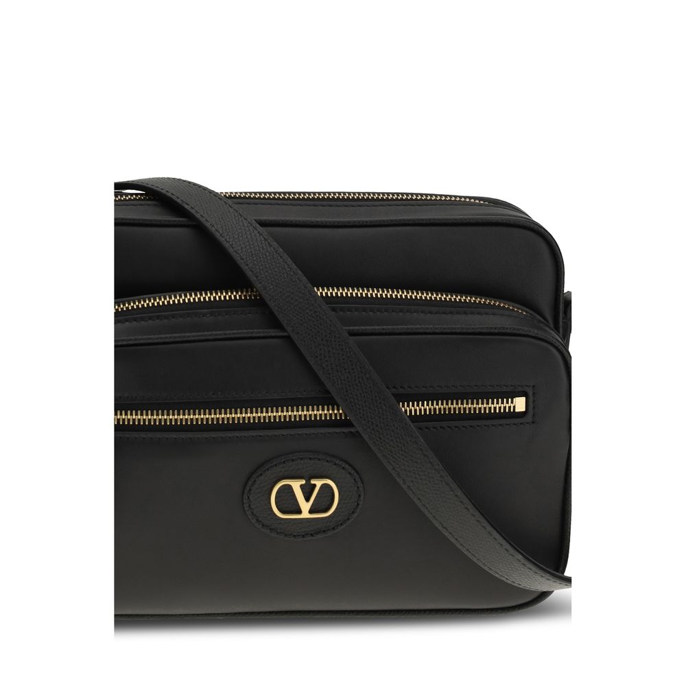 Valentino Garavani Black Bos Taurus Calfskin Shoulder Bag-4