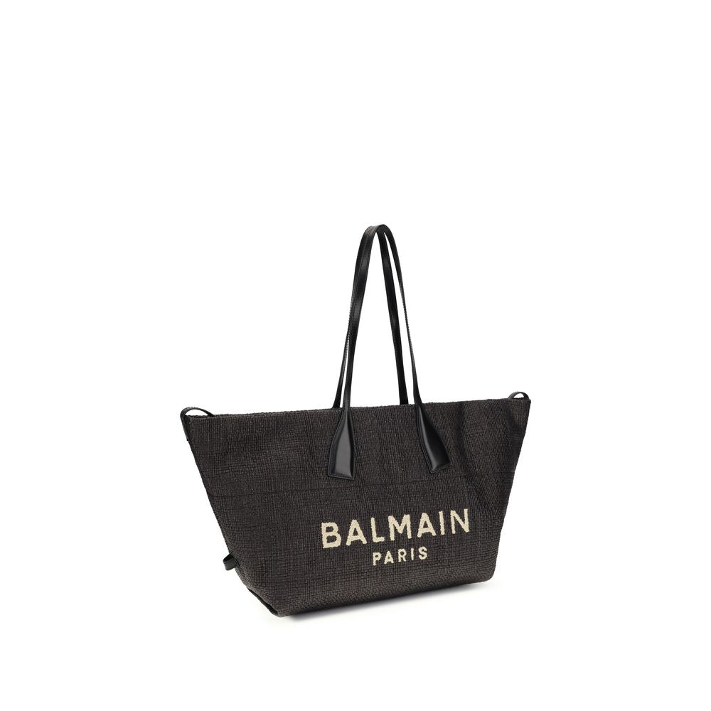 Balmain Black Raffia Shoulder Bag-2