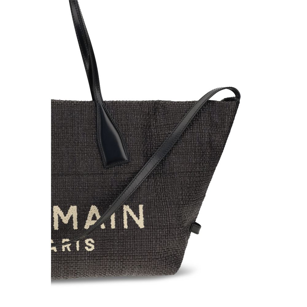 Balmain Black Raffia Shoulder Bag-4