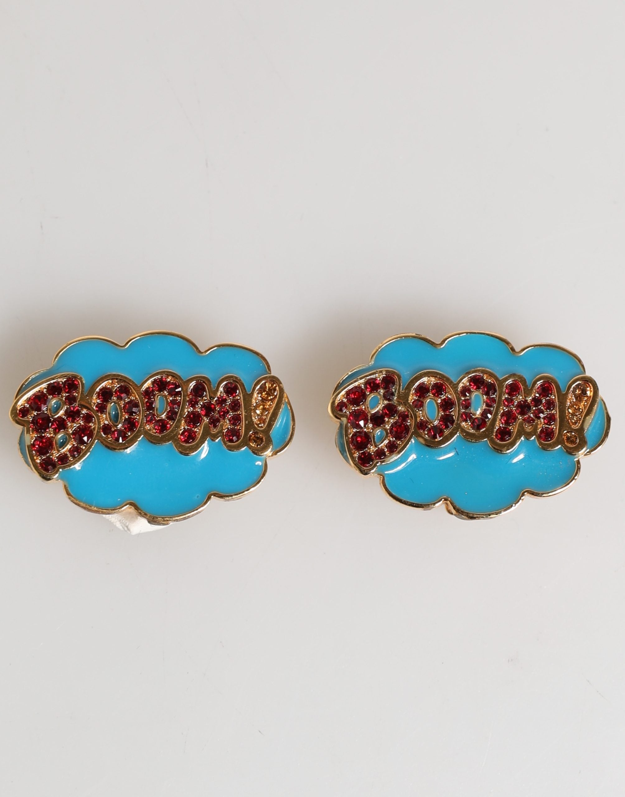 Dolce & Gabbana Gold Brass BOOM Cartoon Kristall Clip-Ohrringe für Damen-2