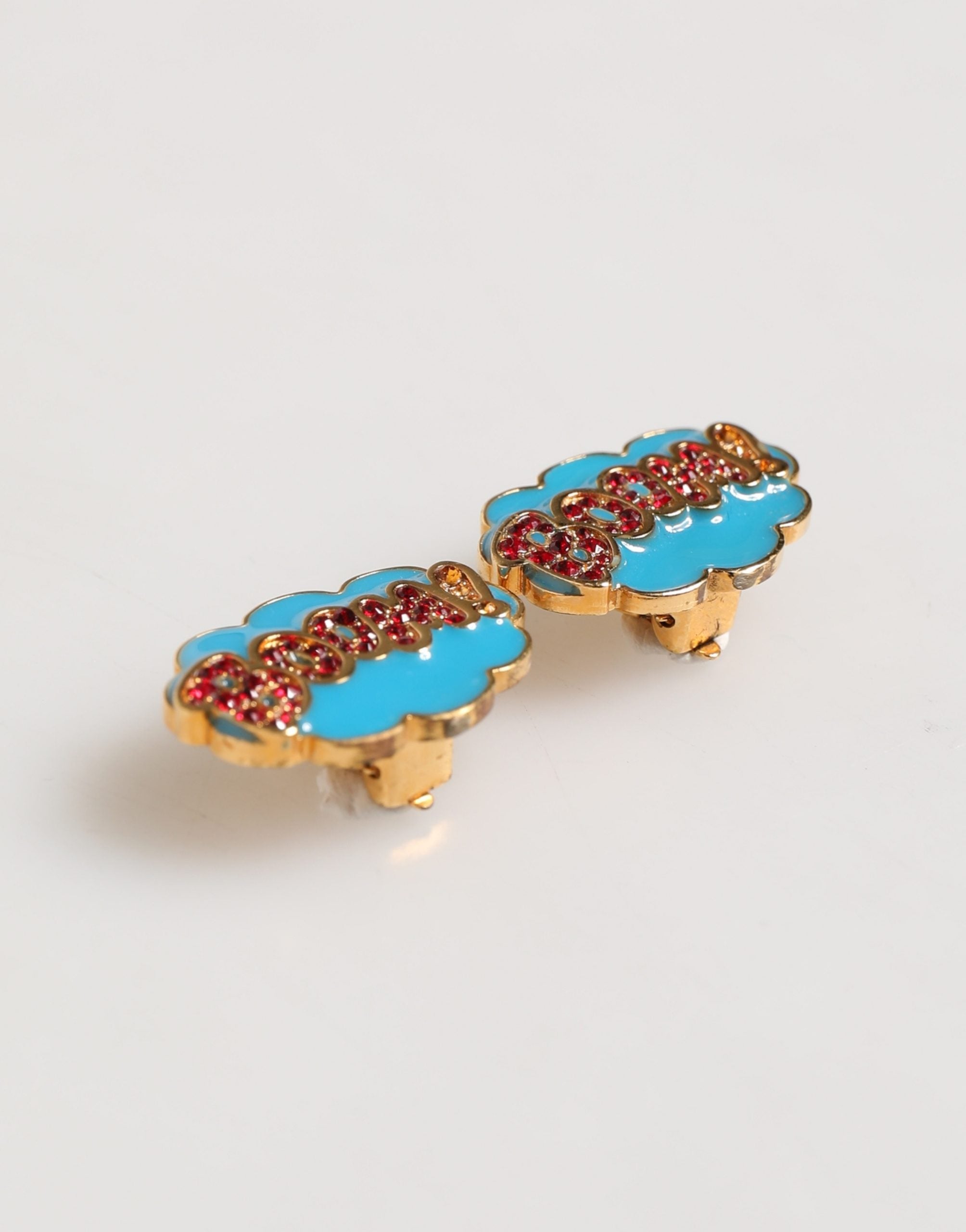Dolce & Gabbana Gold Brass BOOM Cartoon Kristall Clip-Ohrringe für Damen-3