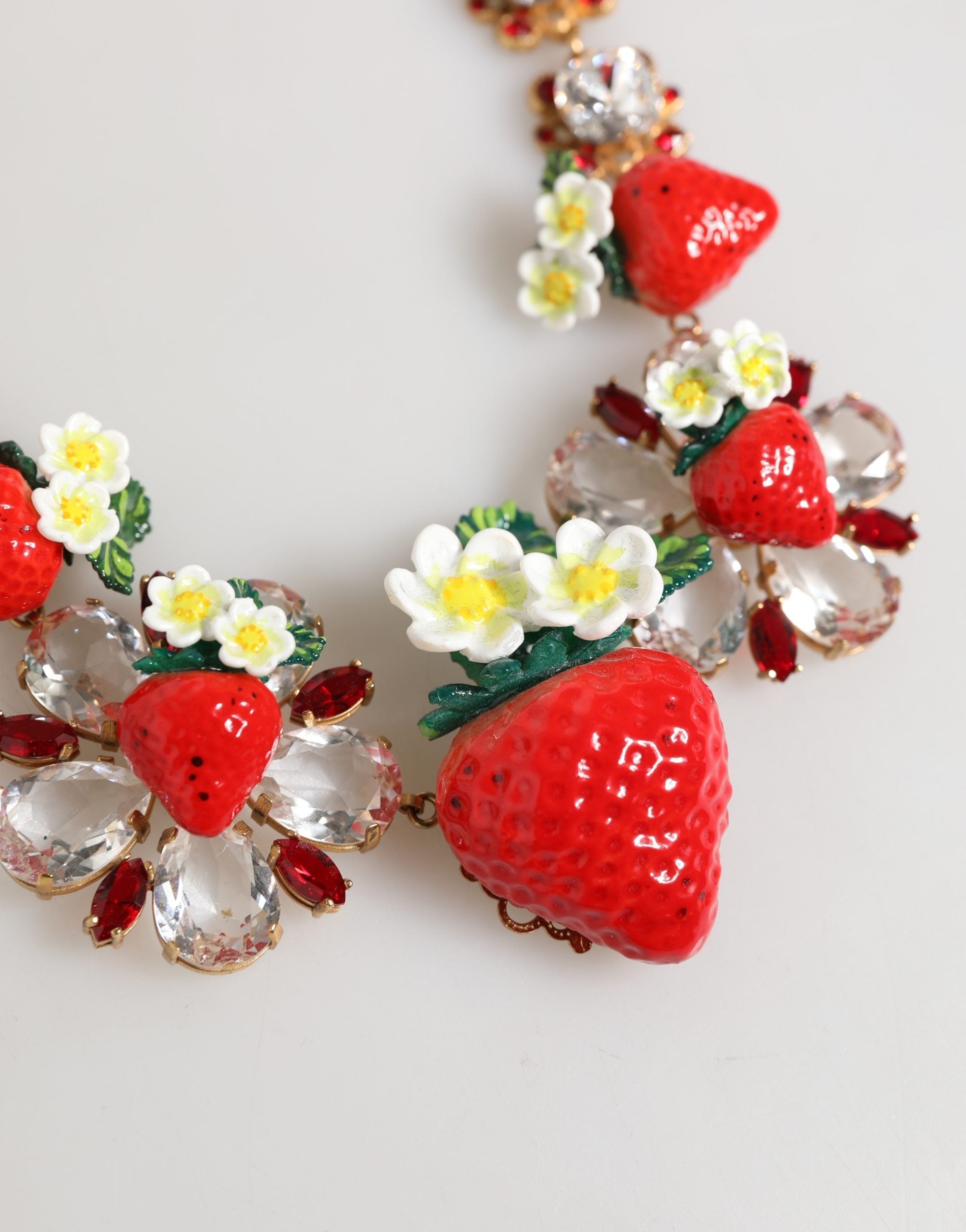 Dolce & Gabbana Necklace with FRUIT Pendants in Gold-Colored Brass, Flowers, and Crystal Logo-3