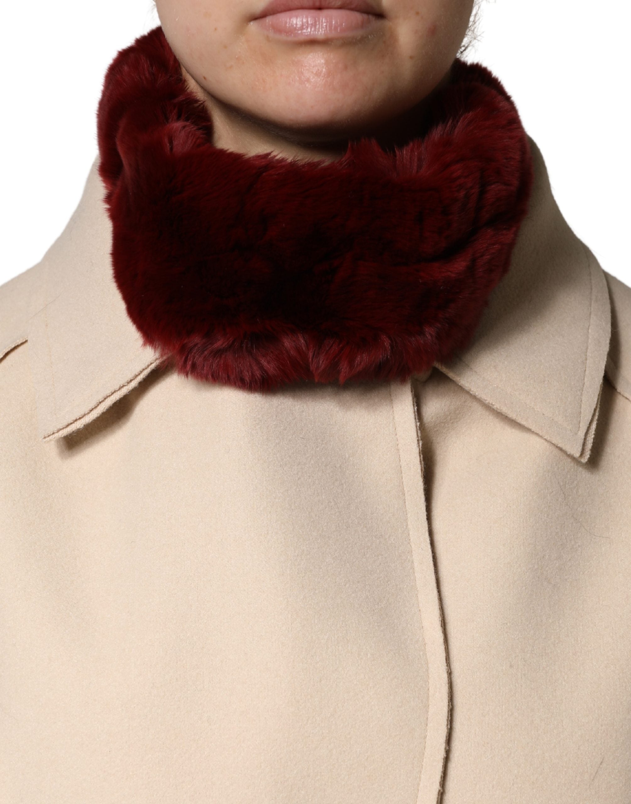 Dolce & Gabbana Red Lambskin Collar Women's Neck Warmer 50cm x 8cm Scarf-2