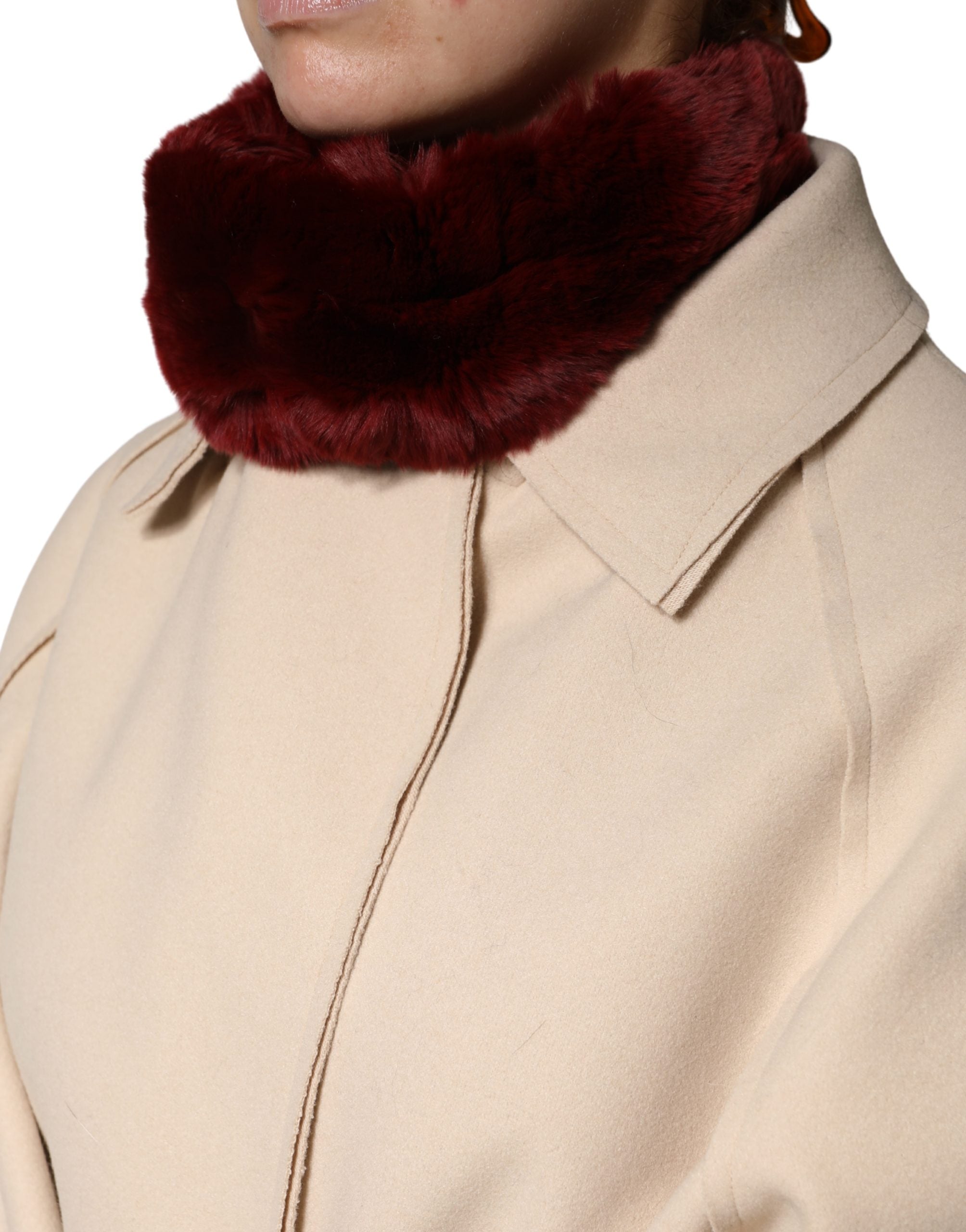 Dolce & Gabbana Red Lambskin Collar Women's Neck Warmer 50cm x 8cm Scarf-3