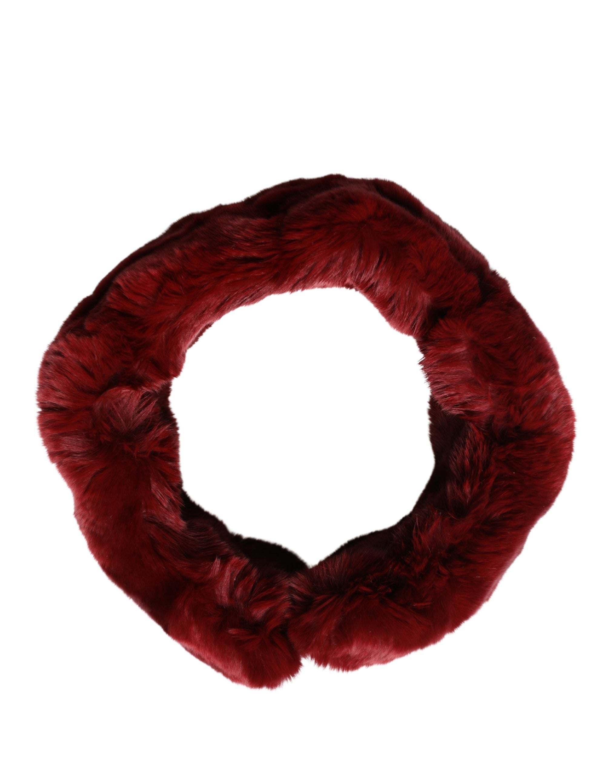 Dolce & Gabbana Red Lambskin Collar Women's Neck Warmer 50cm x 8cm Scarf-5