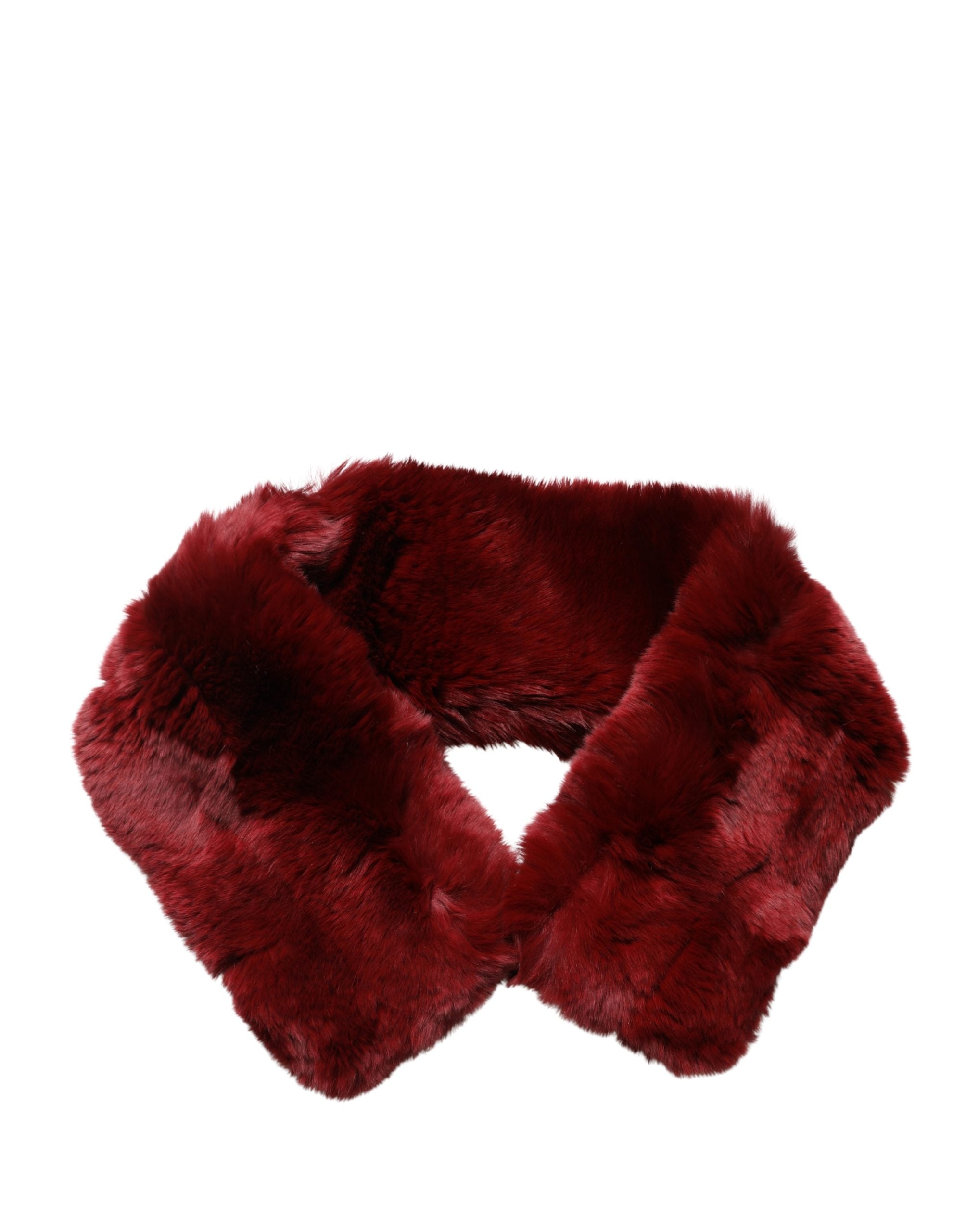 Dolce & Gabbana Red Lambskin Collar Women's Neck Warmer 50cm x 8cm Scarf-6