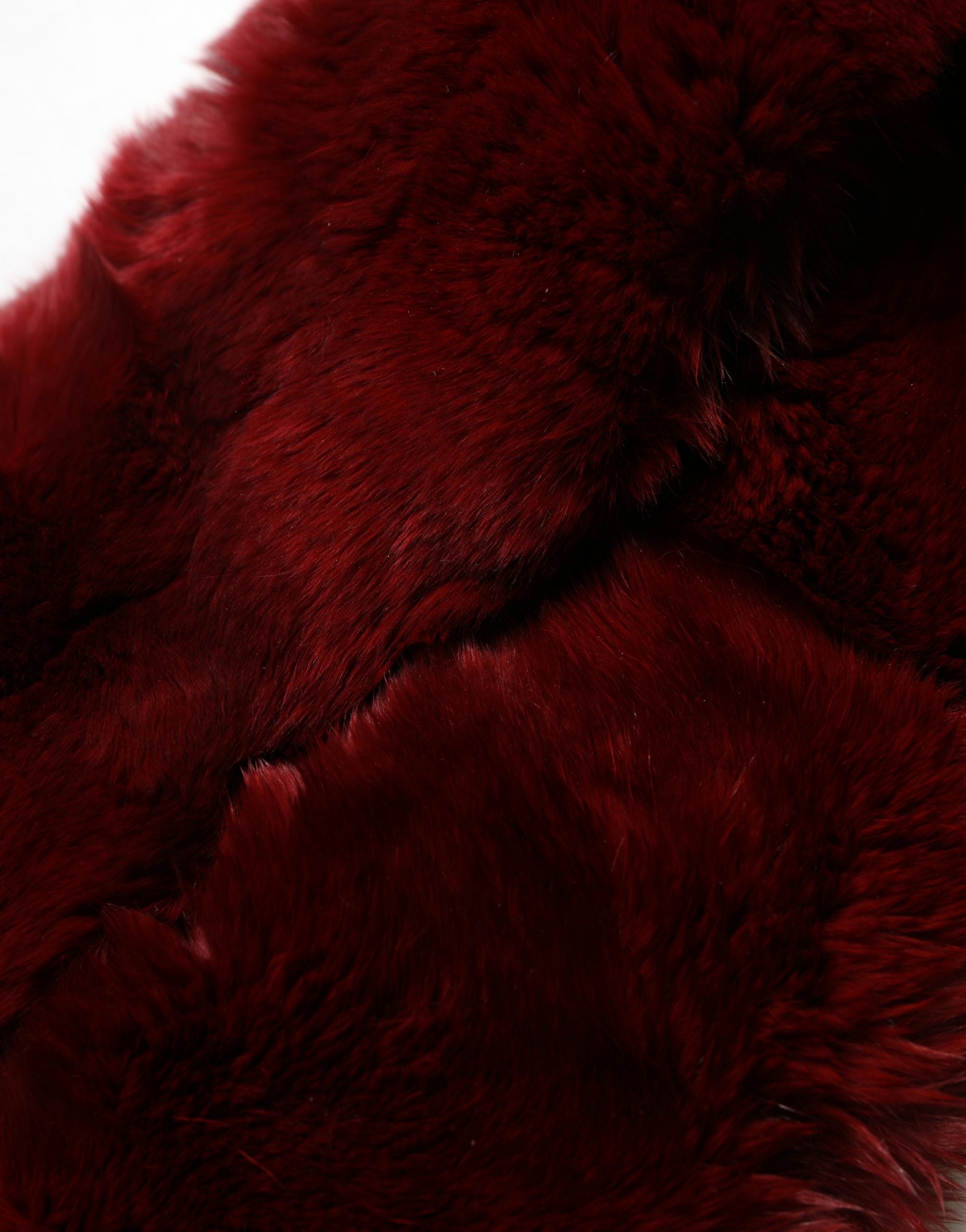 Dolce & Gabbana Red Lambskin Collar Women's Neck Warmer 50cm x 8cm Scarf-7