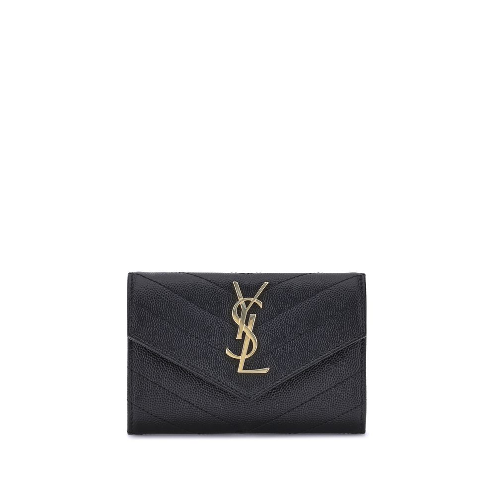 Saint Laurent Schwarzes Kalbsleder Bos Taurus Portemonnaie