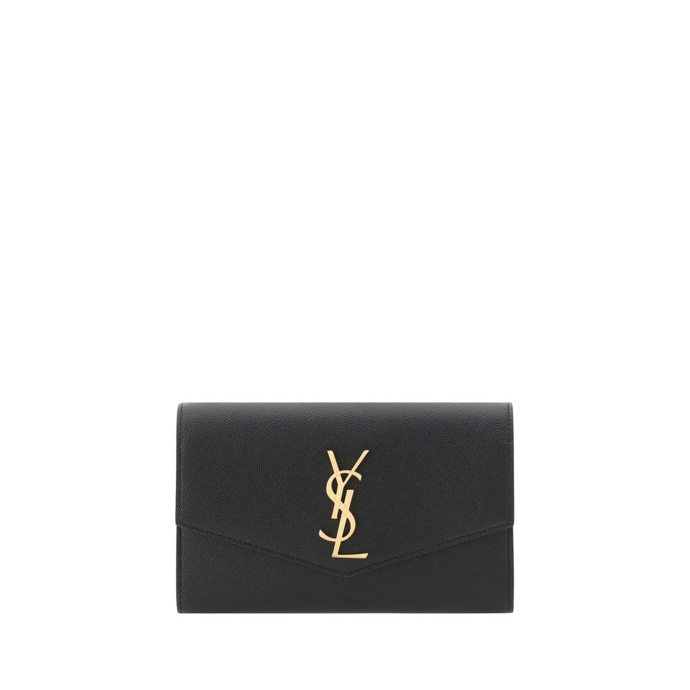 Saint Laurent Schwarze Bos Taurus Kalbsleder Clutch-1