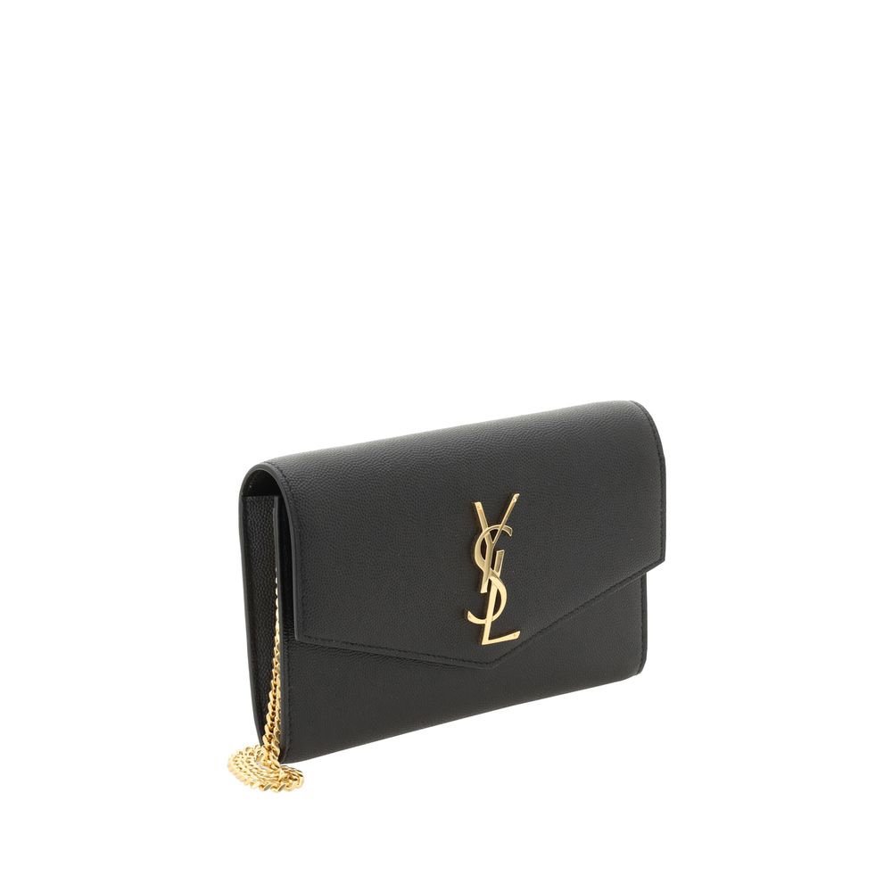 Saint Laurent Schwarze Bos Taurus Kalbsleder Clutch-2