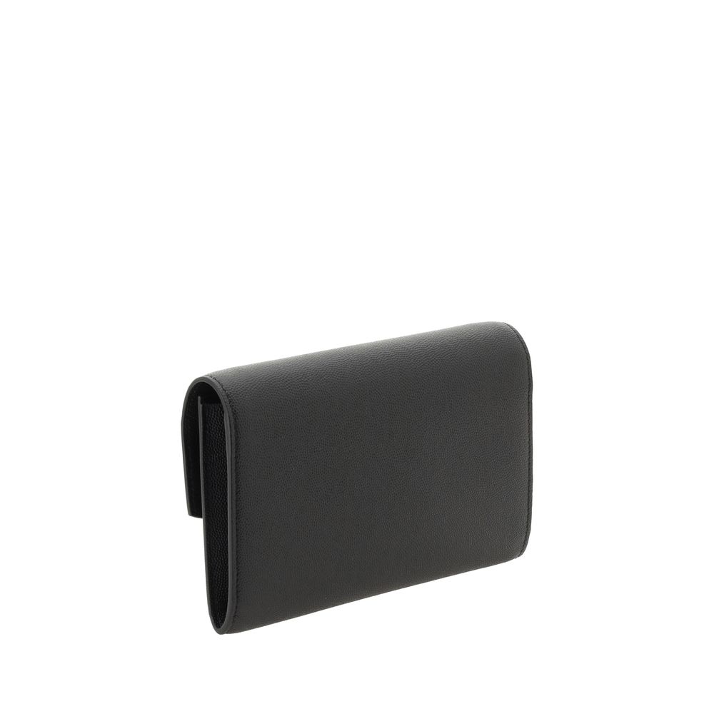 Saint Laurent Schwarze Bos Taurus Kalbsleder Clutch-3