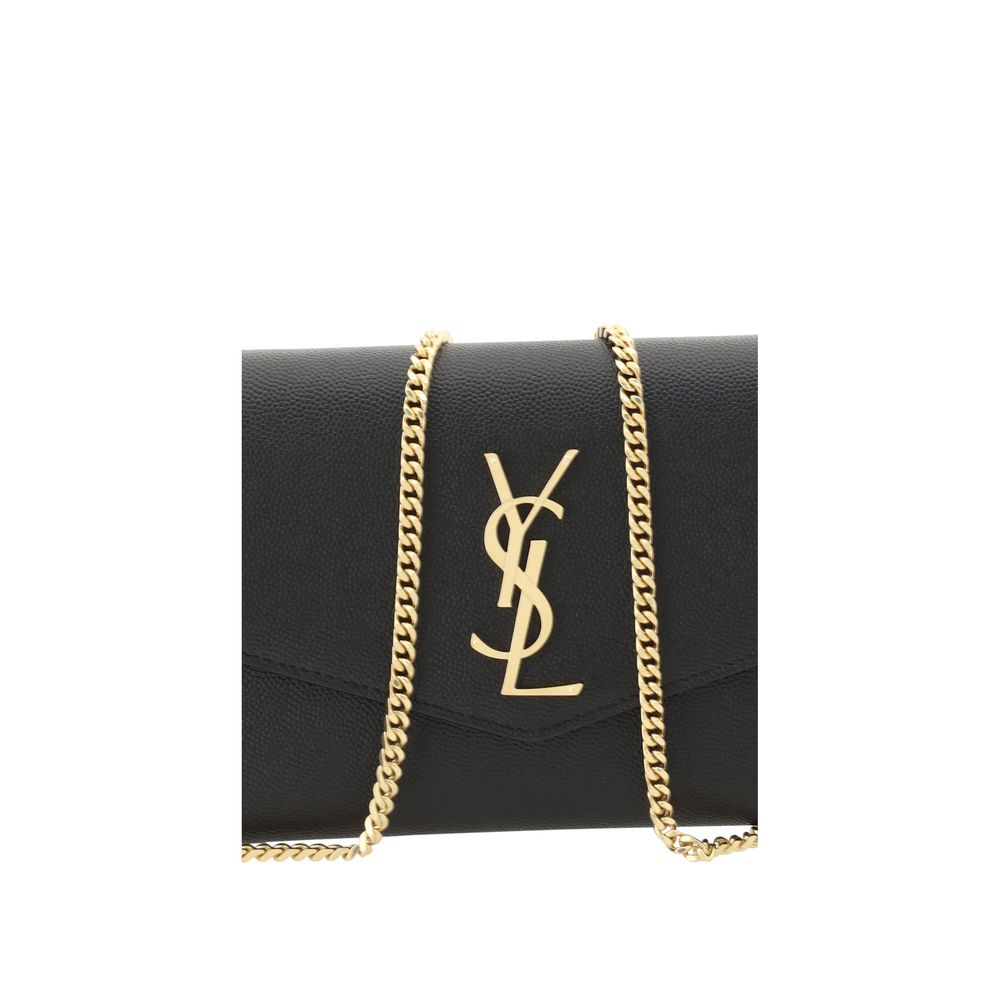 Saint Laurent Schwarze Bos Taurus Kalbsleder Clutch-4
