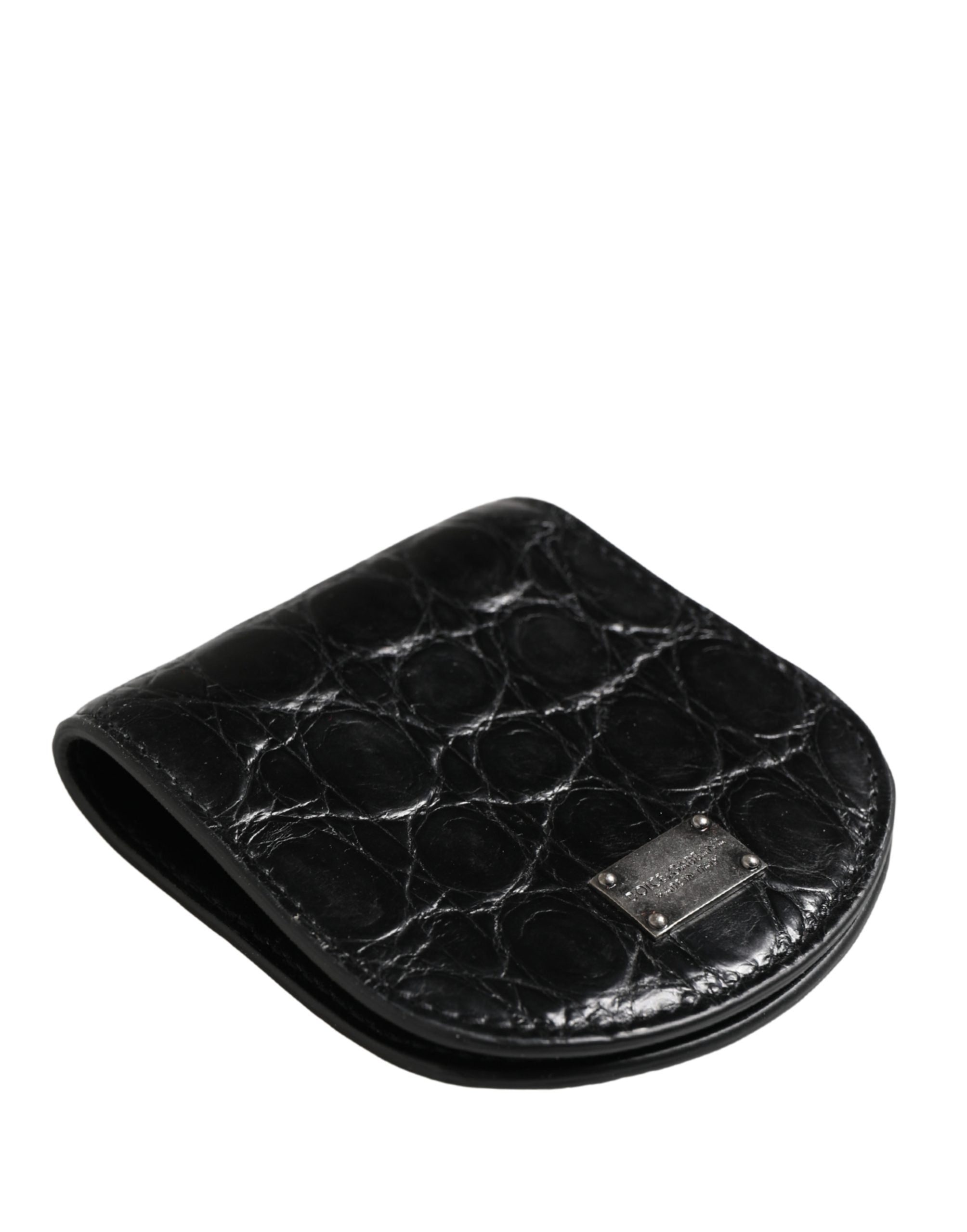 Dolce & Gabbana Black Exotic Leather Condom Pouch, Wallet-4