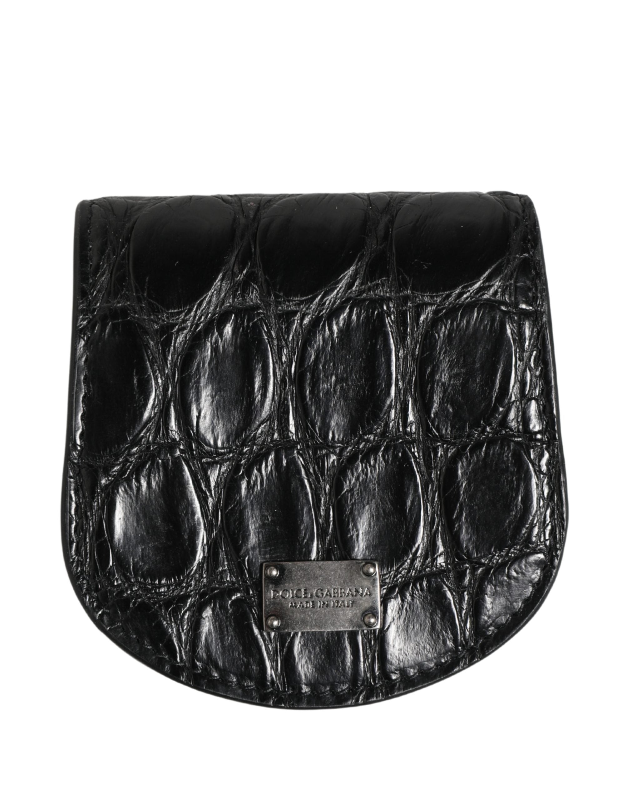Dolce & Gabbana Black Exotic Leather Case for Condoms, Pouch, Wallet-7