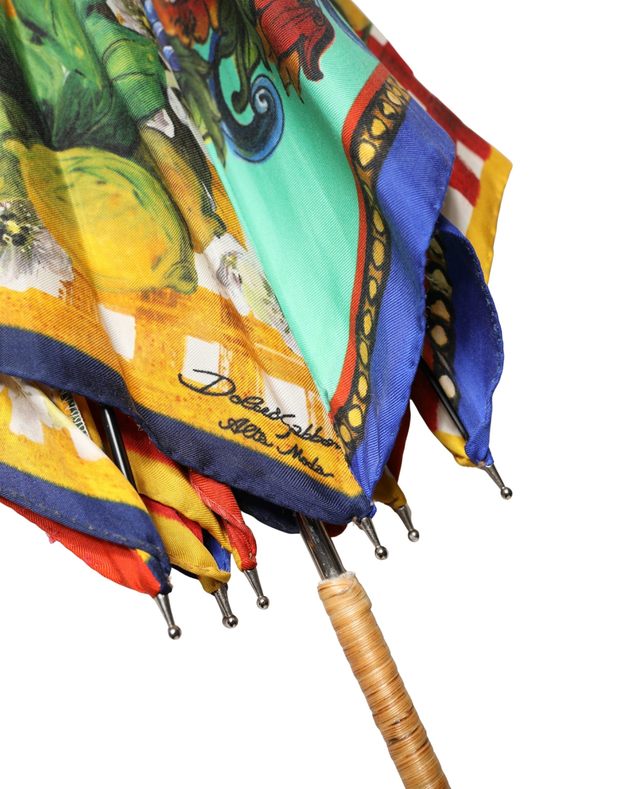 Dolce & Gabbana Multicolor Carretto Siciliano Print Collapsible Umbrella-7