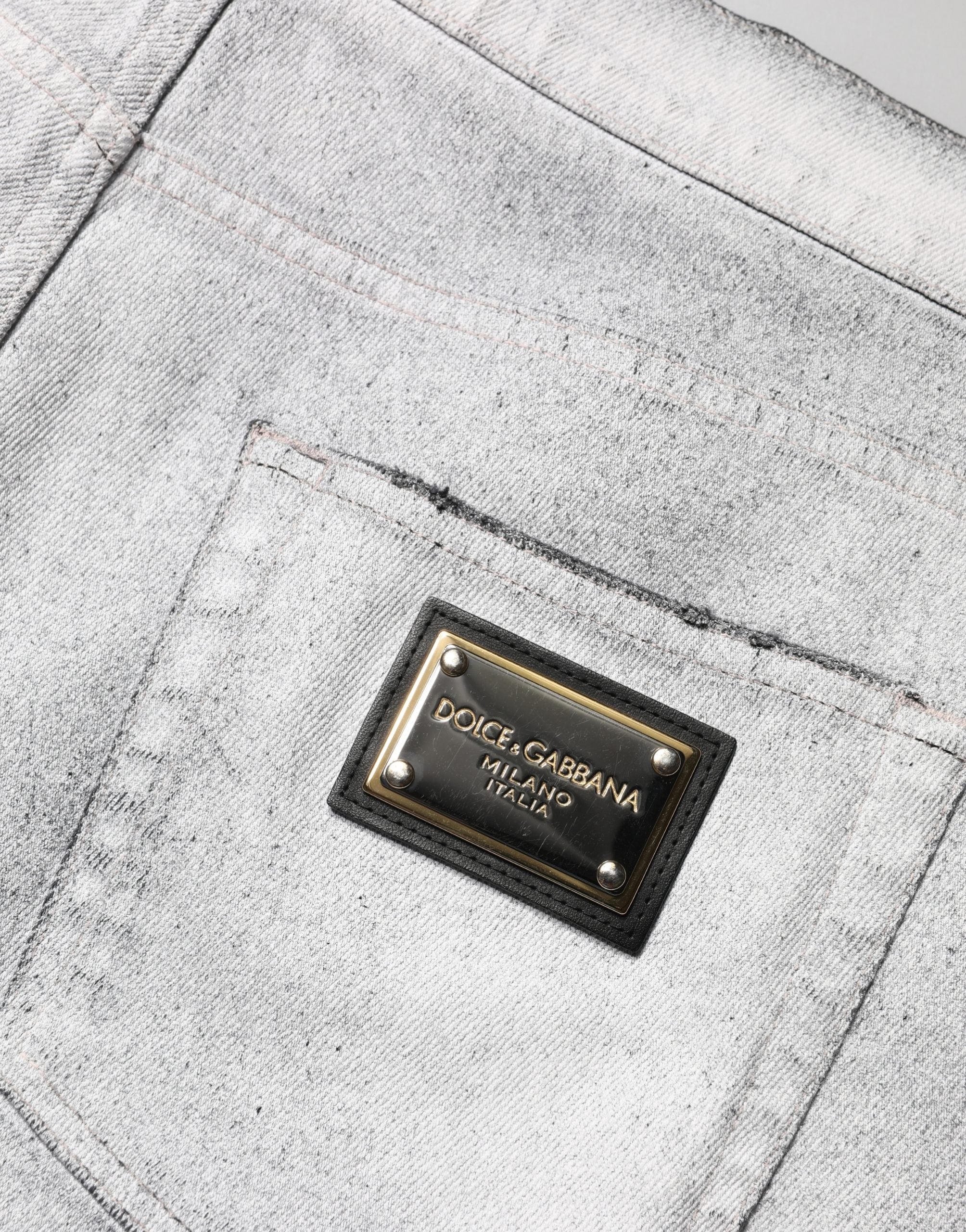 Dolce & Gabbana Men's Light Grey Distressed Denim Skinny Jeans-5