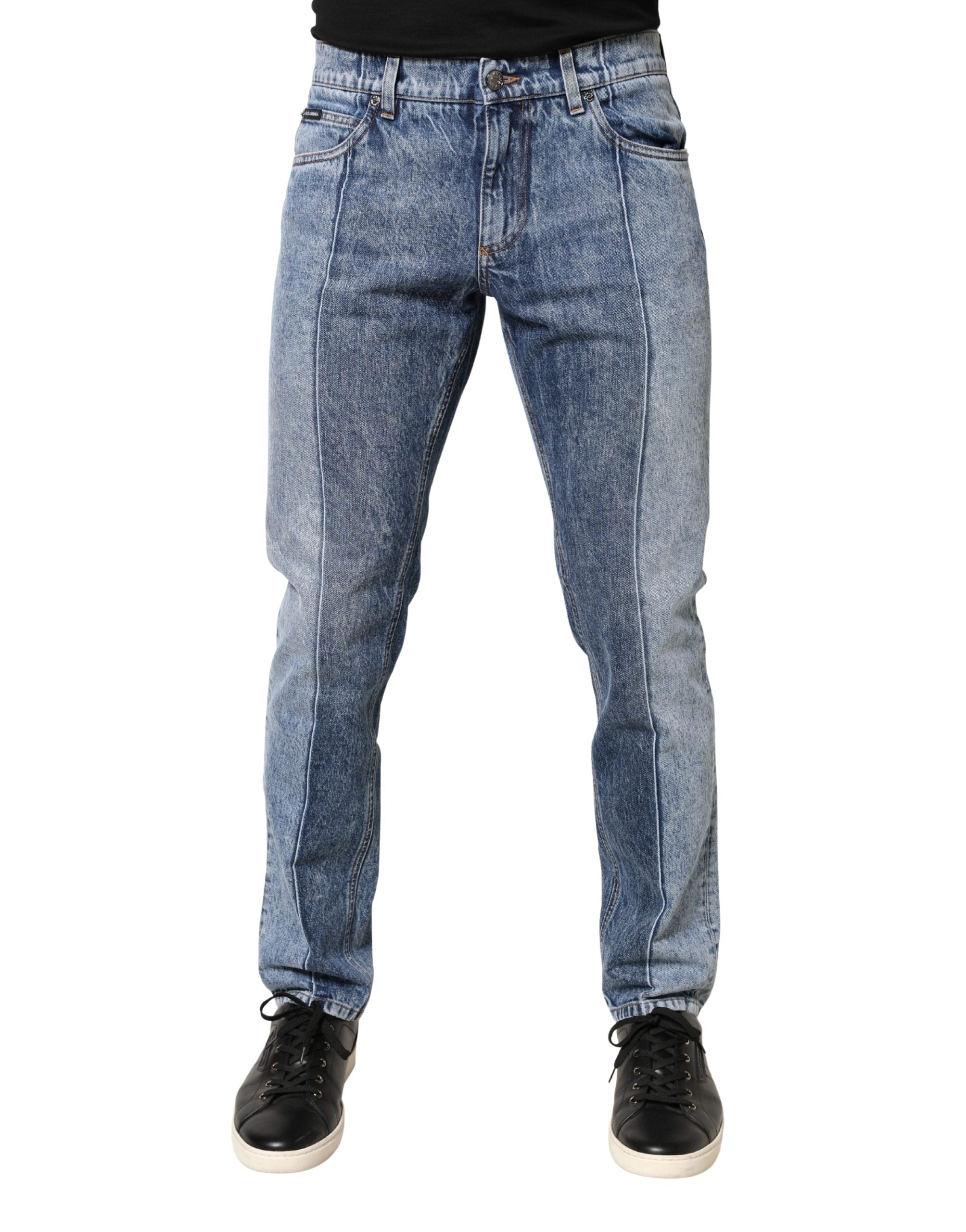 Dolce & Gabbana Men's Two-Tone Blue Cotton Regular Fit Jeans-2