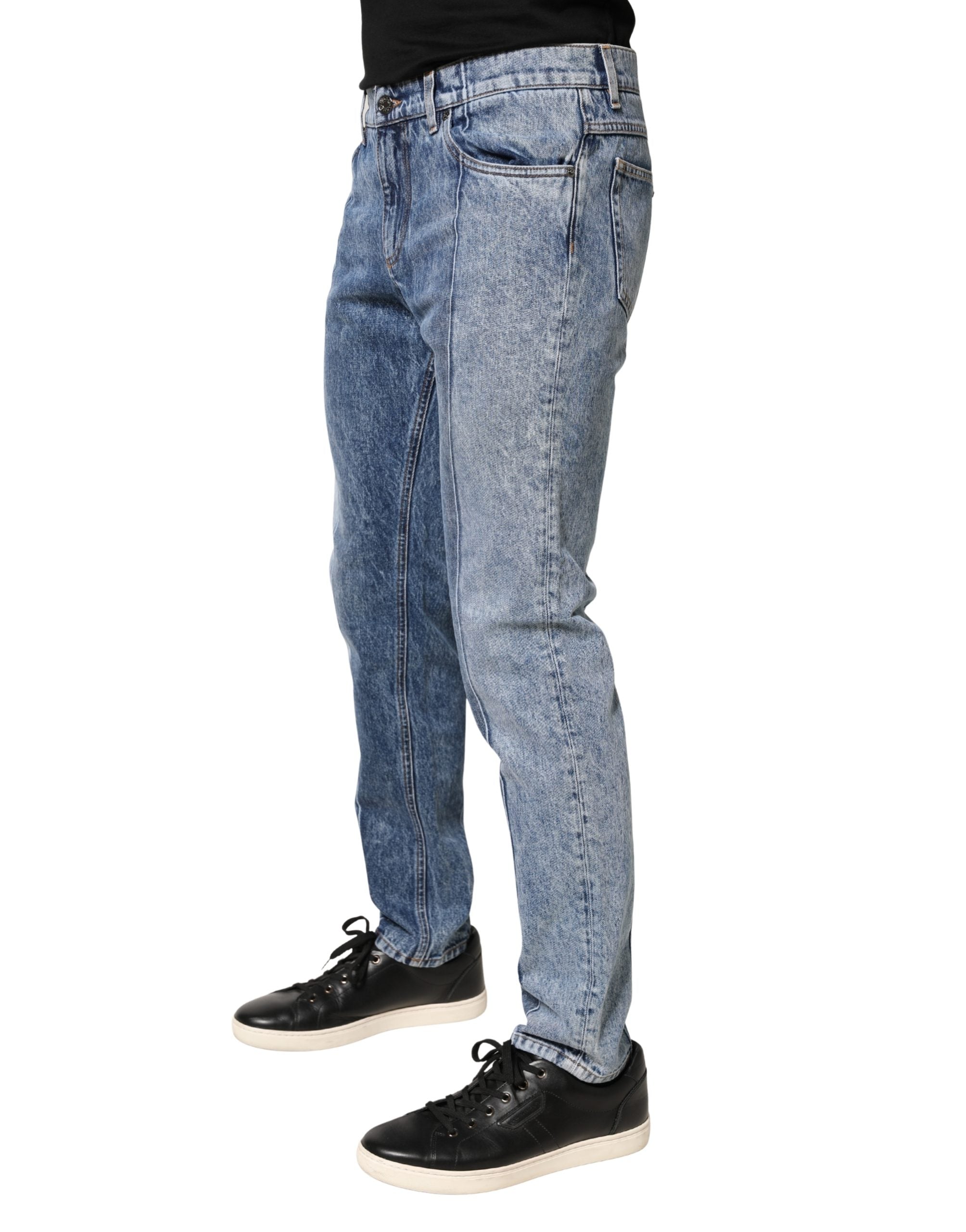Dolce & Gabbana Men's Two-Tone Blue Cotton Regular Fit Jeans-3