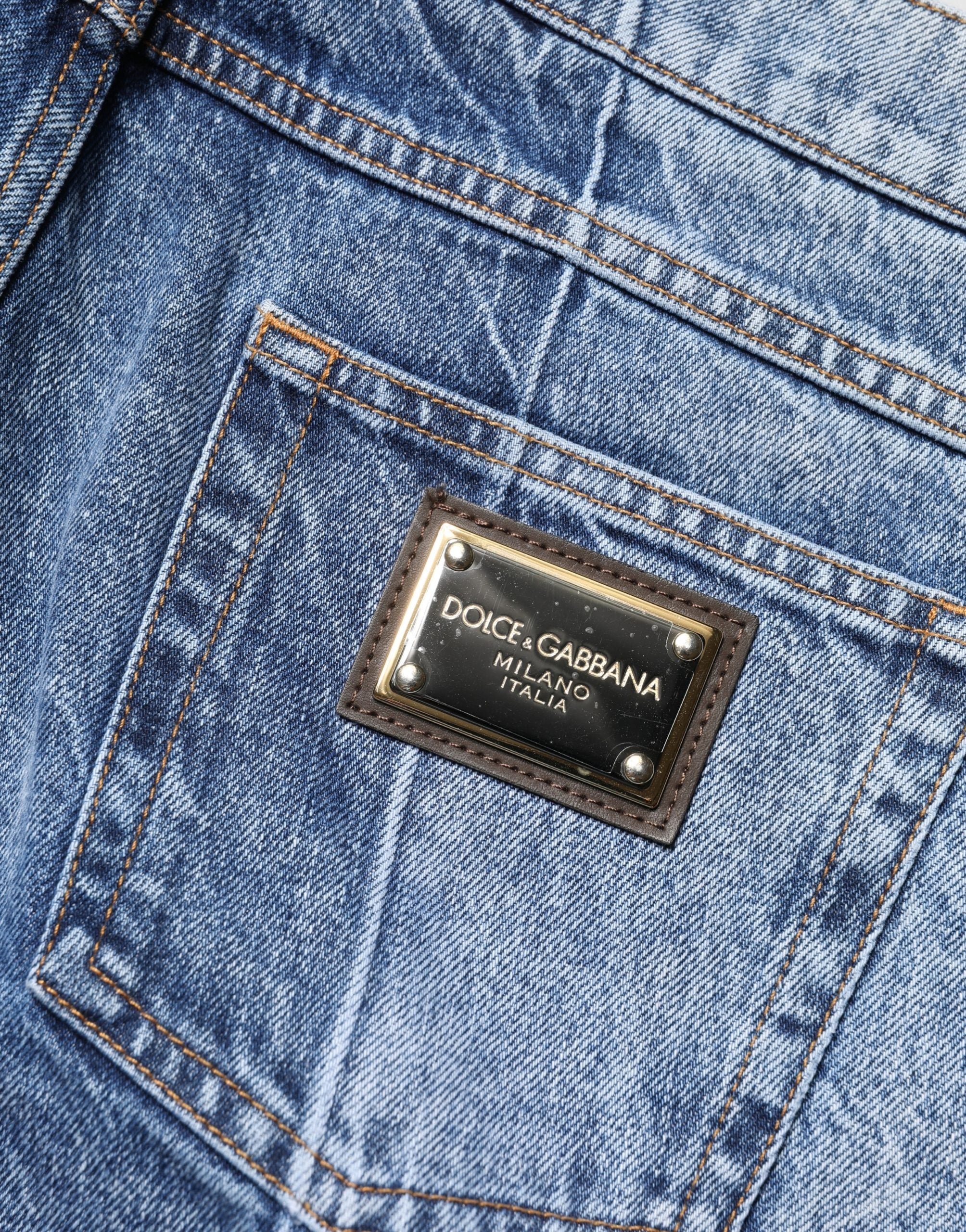 Dolce & Gabbana Men's Two-Tone Blue Cotton Regular Fit Jeans-5