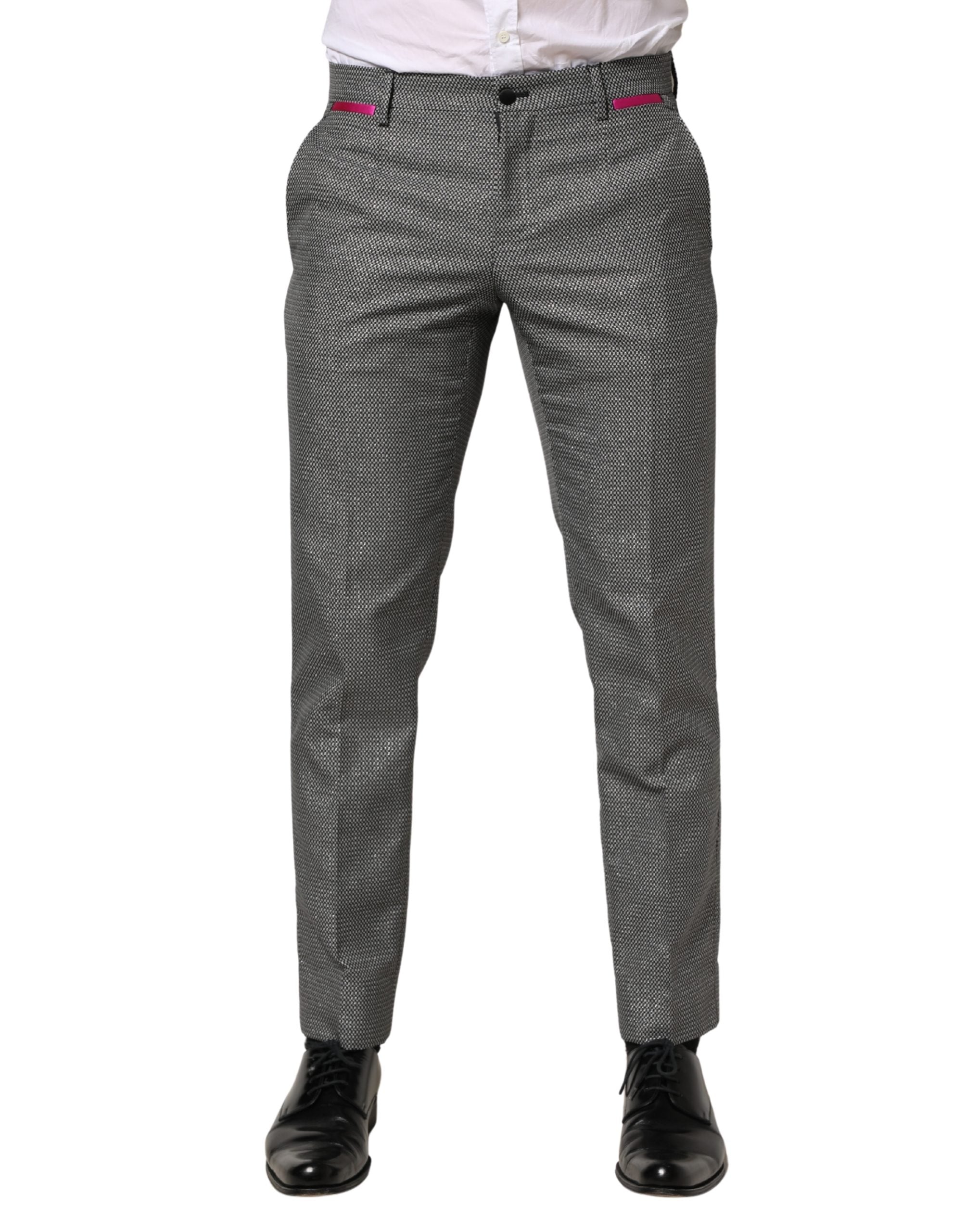Dolce & Gabbana Men's Gray Viscose Skinny Suit Trousers-2
