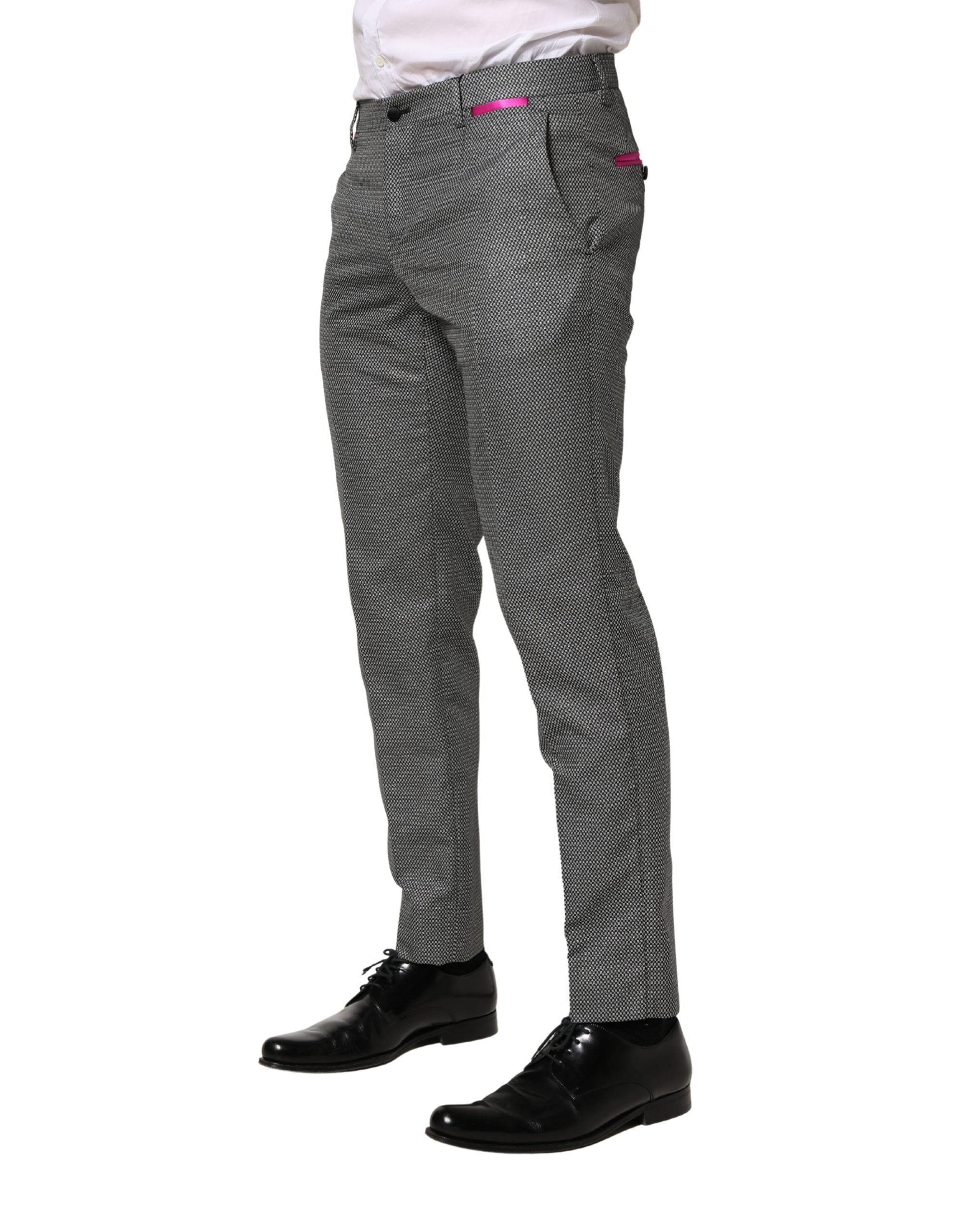 Dolce & Gabbana Men's Gray Viscose Skinny Suit Trousers-3