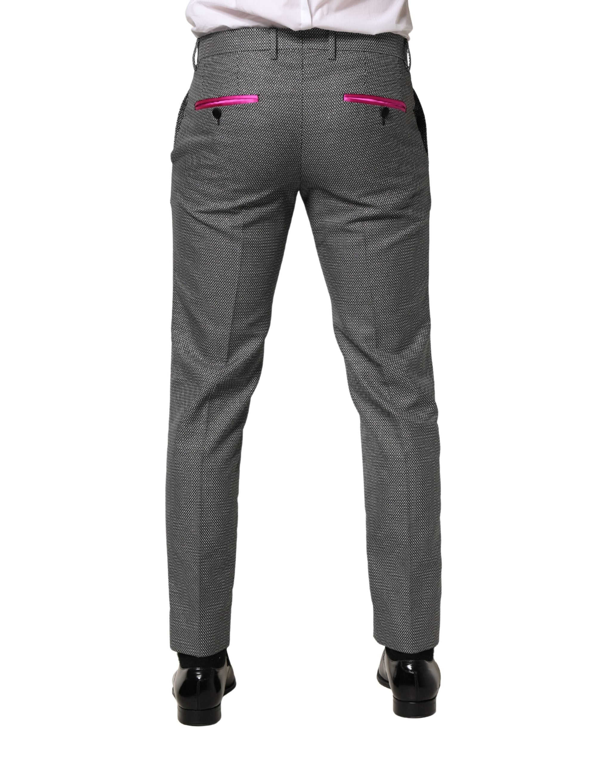 Dolce & Gabbana Men's Gray Viscose Skinny Suit Trousers-4